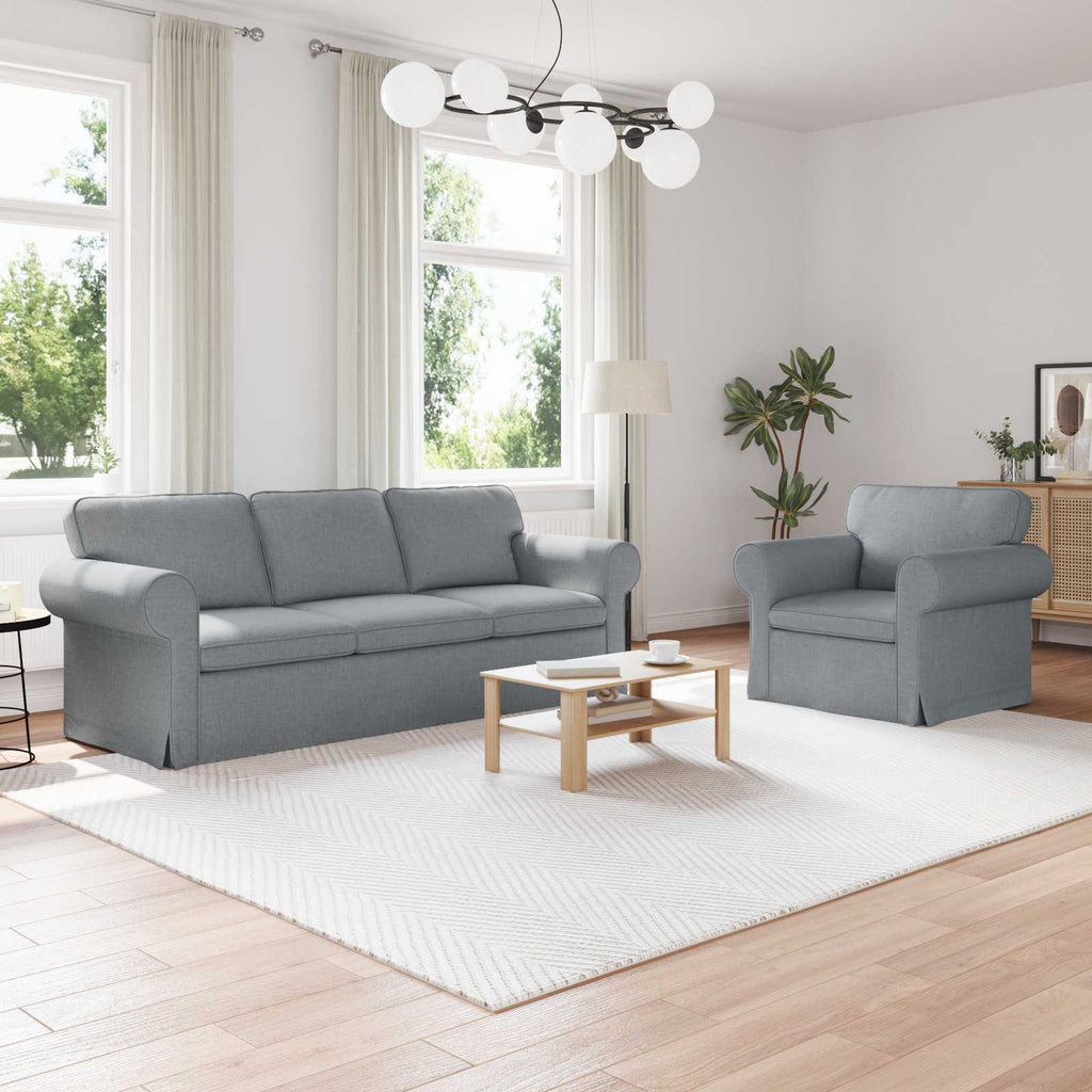 vidaXL Zestaw Sof 2 pcs Jasnoszary 215 x 82 x 80 cm tkanina