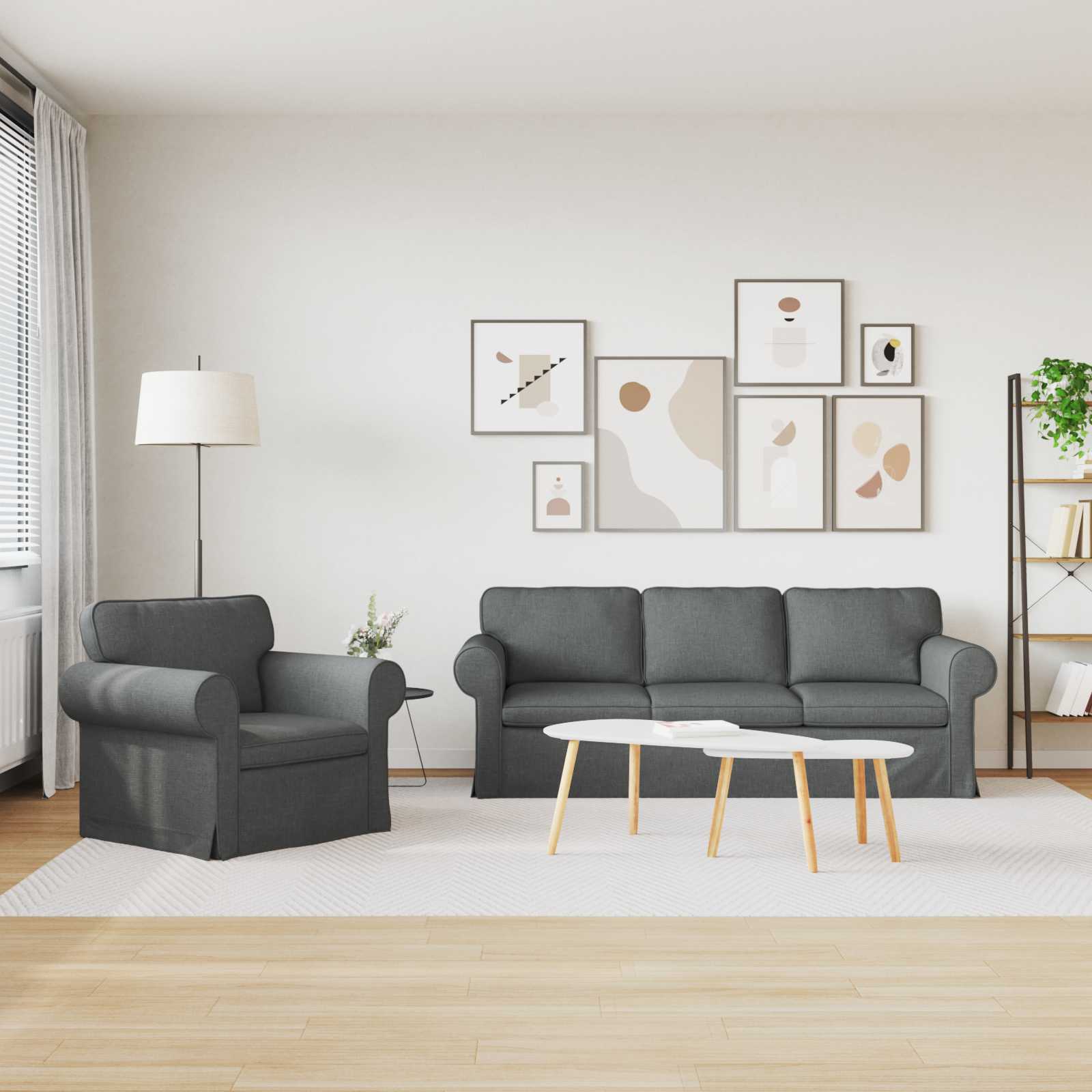 vidaXL Zestaw Sof 2 pcs Ciemnoszary 215 x 82 x 80 cm tkanina