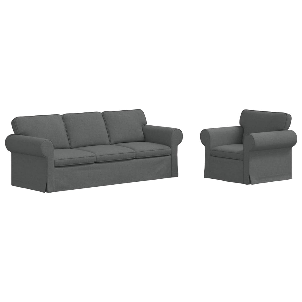 vidaXL Zestaw Sof 2 pcs Ciemnoszary 215 x 82 x 80 cm tkanina