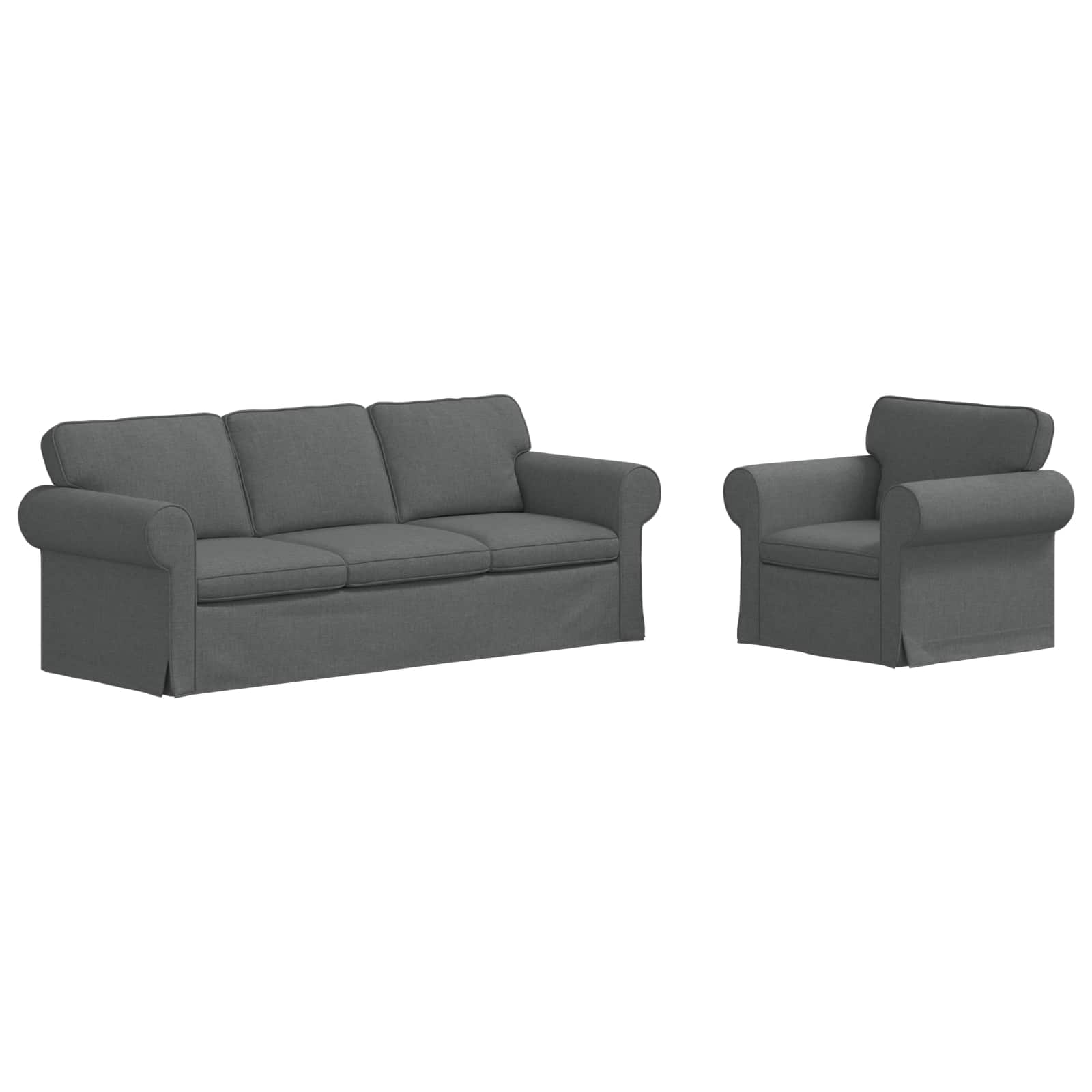 vidaXL Zestaw Sof 2 pcs Ciemnoszary 215 x 82 x 80 cm tkanina