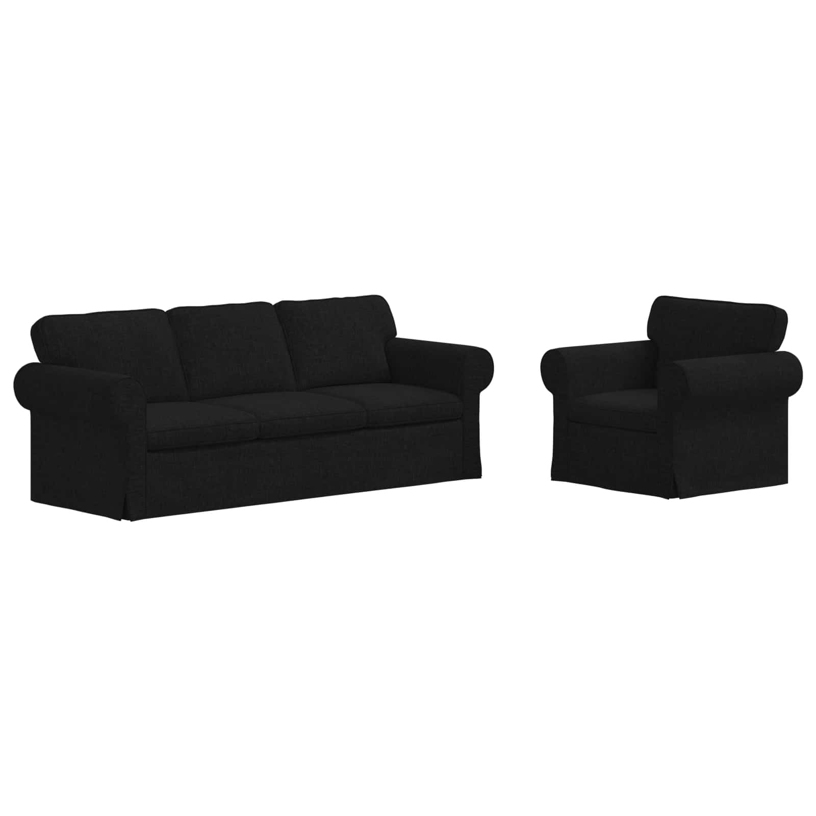 vidaXL Zestaw Sof 2 pcs Czarny 215 x 82 x 80 cm tkanina