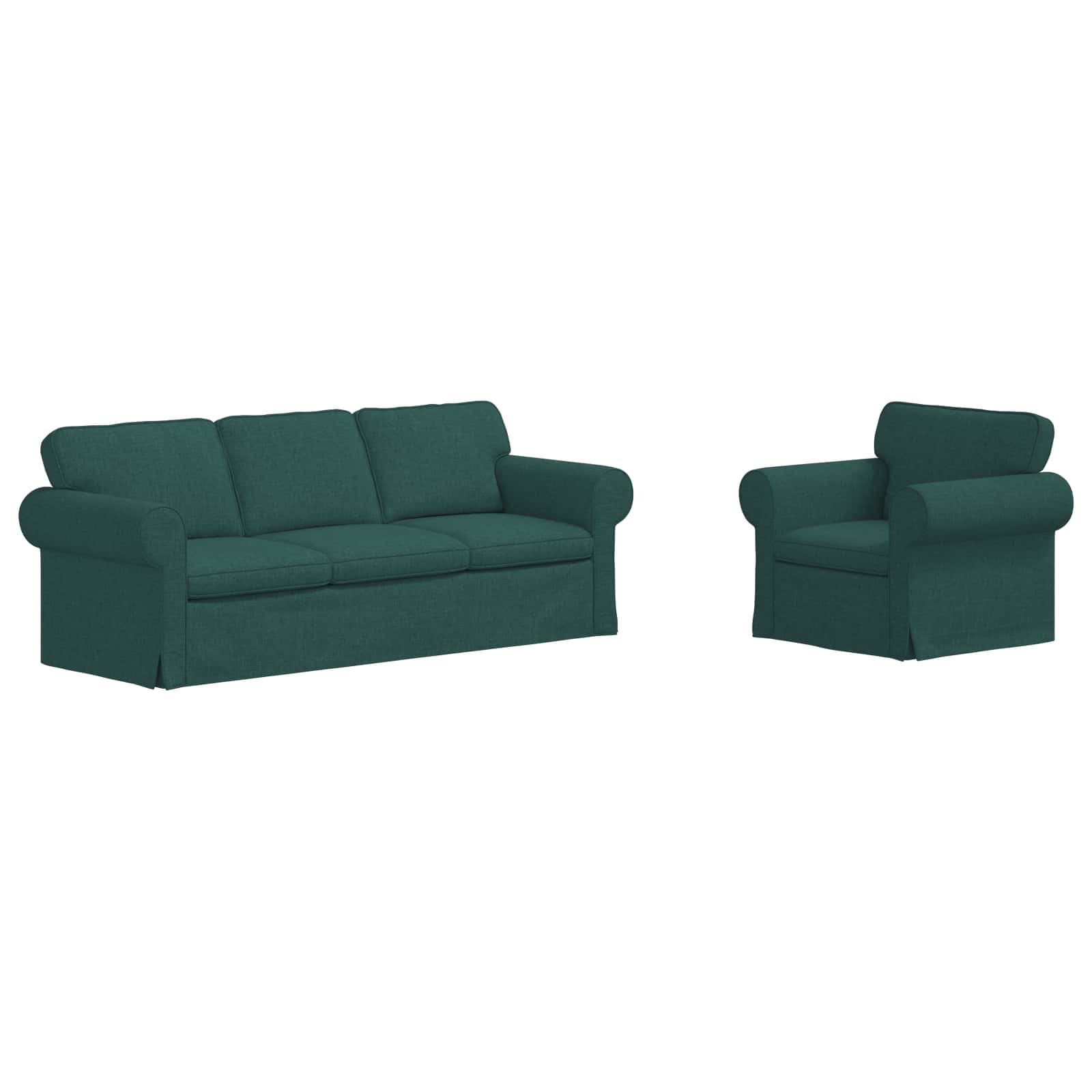 vidaXL Zestaw Sof 2 pcs Ciemna zieleń 215 x 82 x 80 cm tkanina