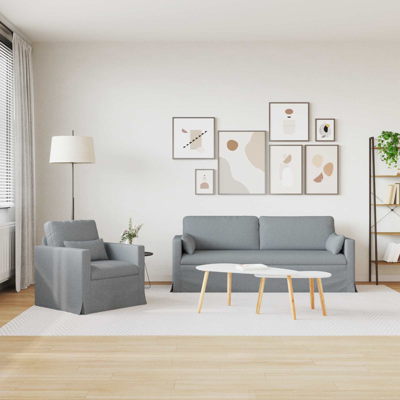 vidaXL Zestaw Sof 2 pcs Jasnoszary 198 x 78 x 80 cm tkanina