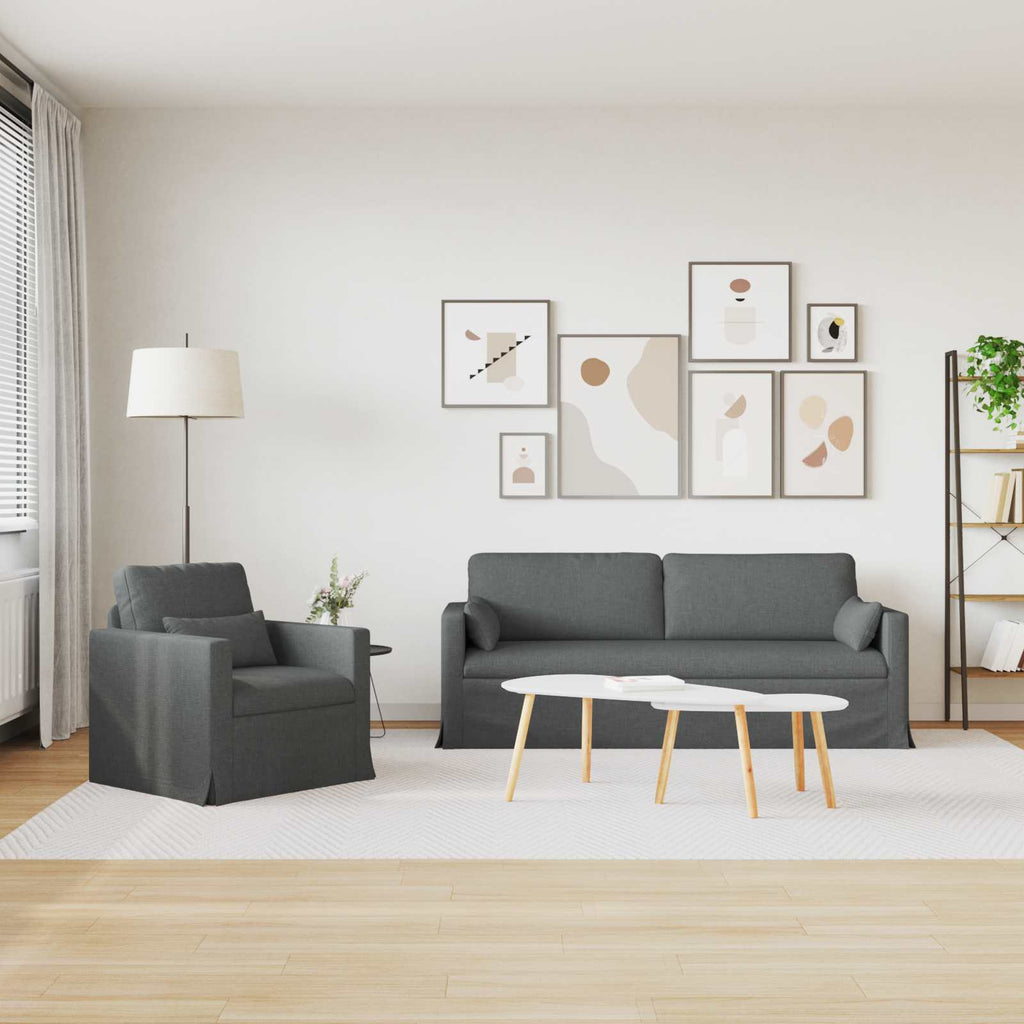 vidaXL Zestaw Sof 2 pcs Ciemnoszary 198 x 78 x 80 cm tkanina