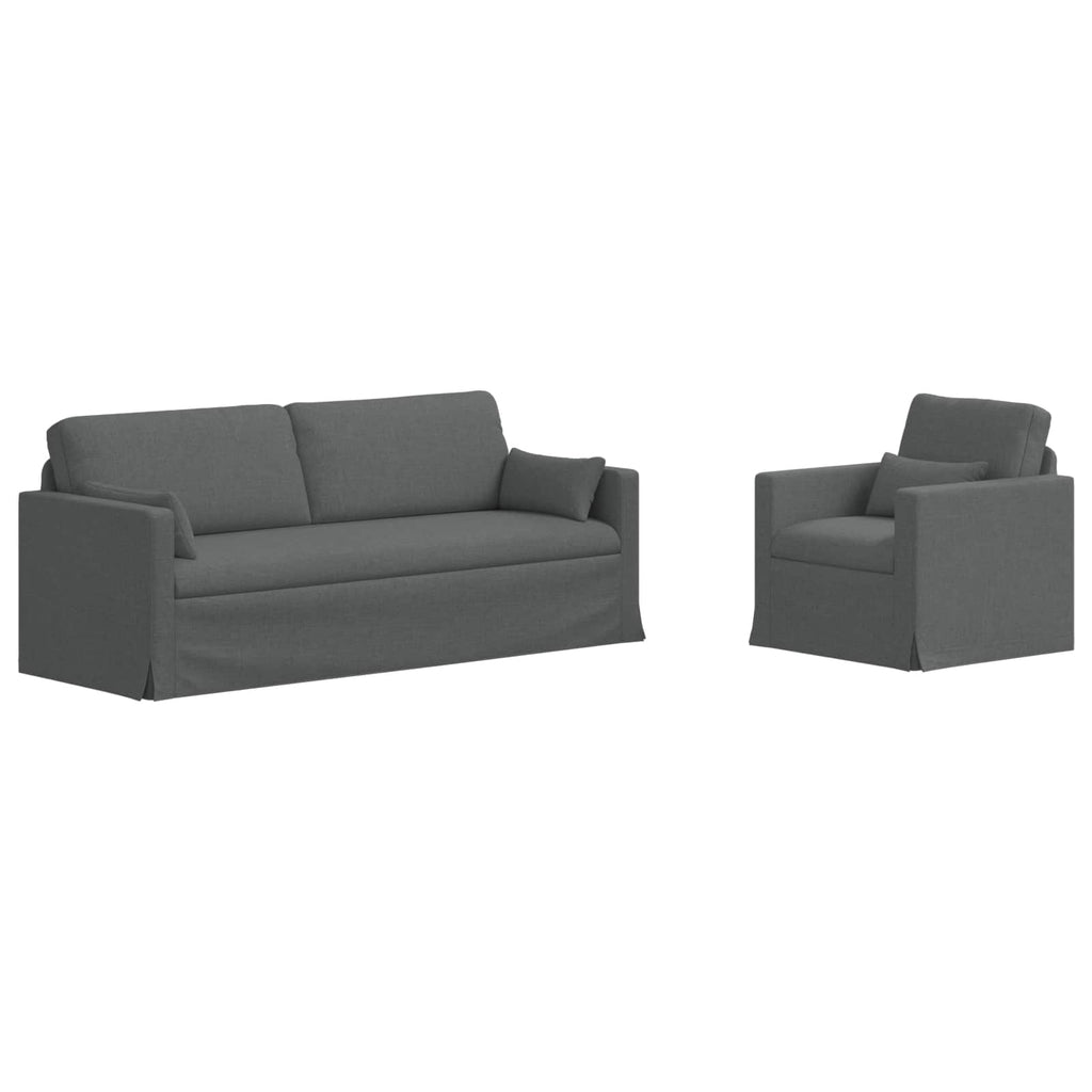 vidaXL Zestaw Sof 2 pcs Ciemnoszary 198 x 78 x 80 cm tkanina