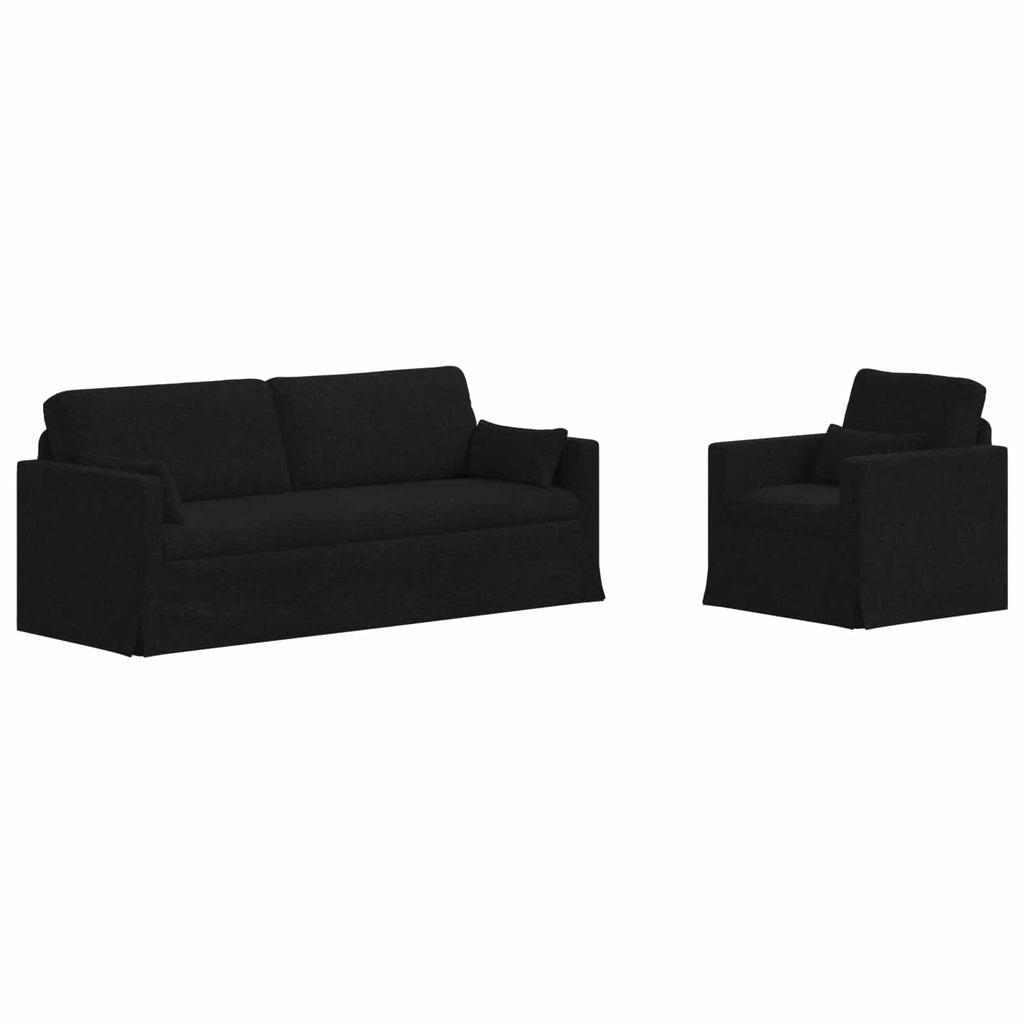 vidaXL Zestaw Sof 2 pcs Czarny 198 x 78 x 80 cm tkanina