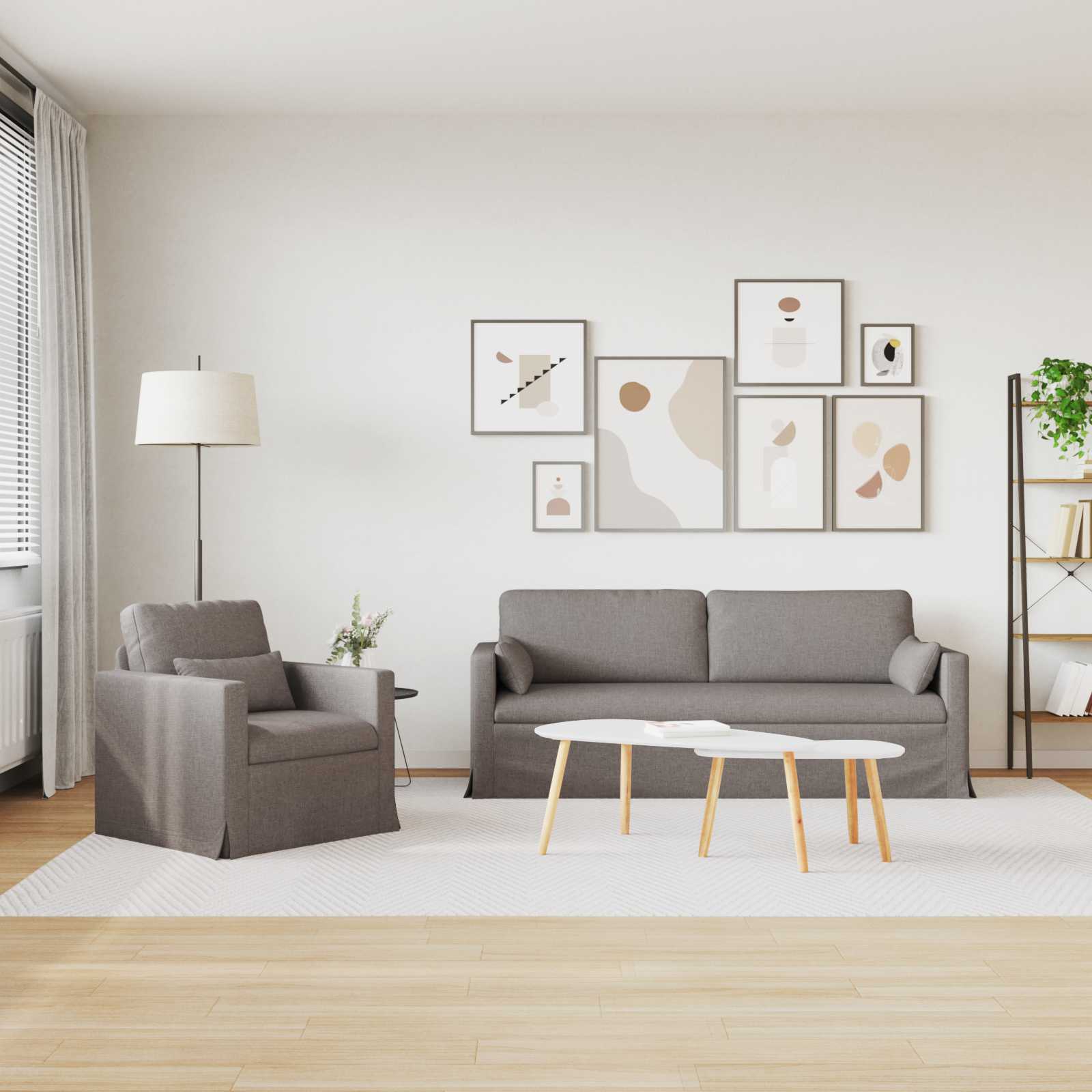 vidaXL Zestaw Sof 2 pcs Ciemnoszary 198 x 78 x 80 cm tkanina