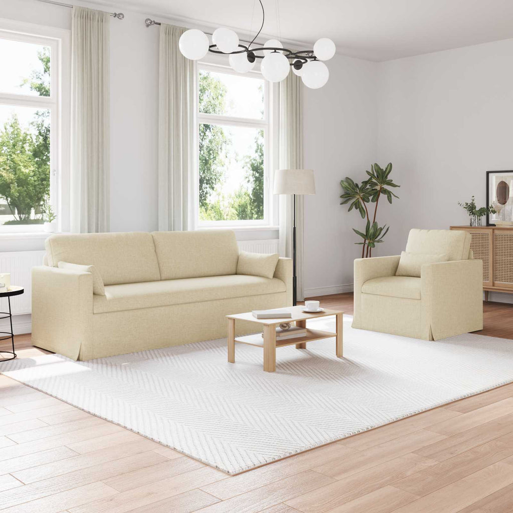 vidaXL Zestaw Sof 2 pcs Kremowy 198 x 78 x 80 cm tkanina