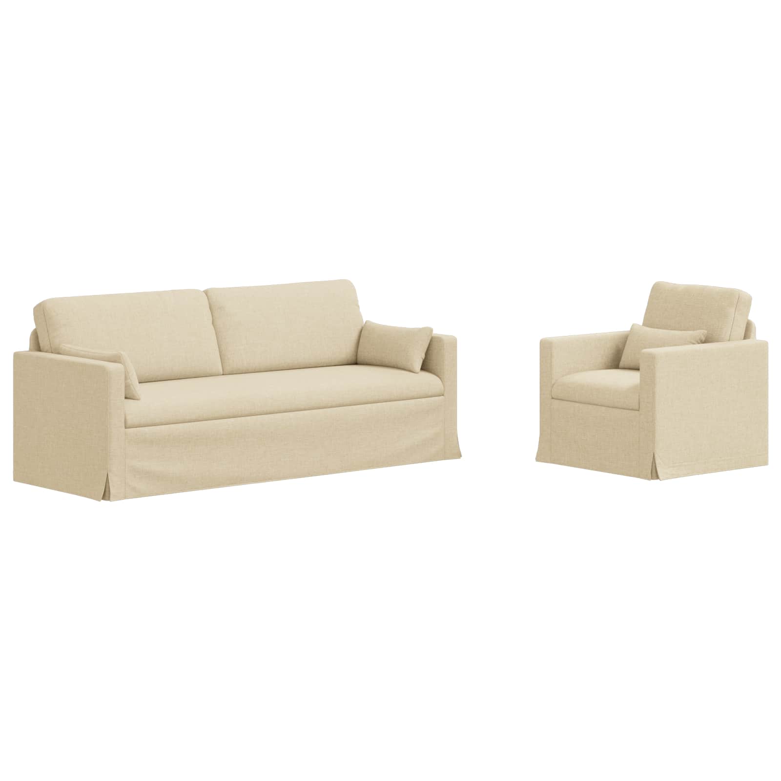 vidaXL Zestaw Sof 2 pcs Kremowy 198 x 78 x 80 cm tkanina
