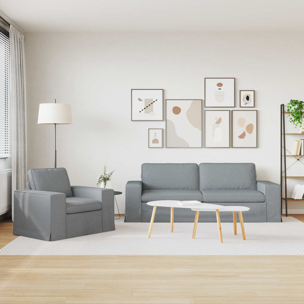 vidaXL Zestaw Sof 2 pcs Jasnoszary 222 x 80 x 82 cm tkanina
