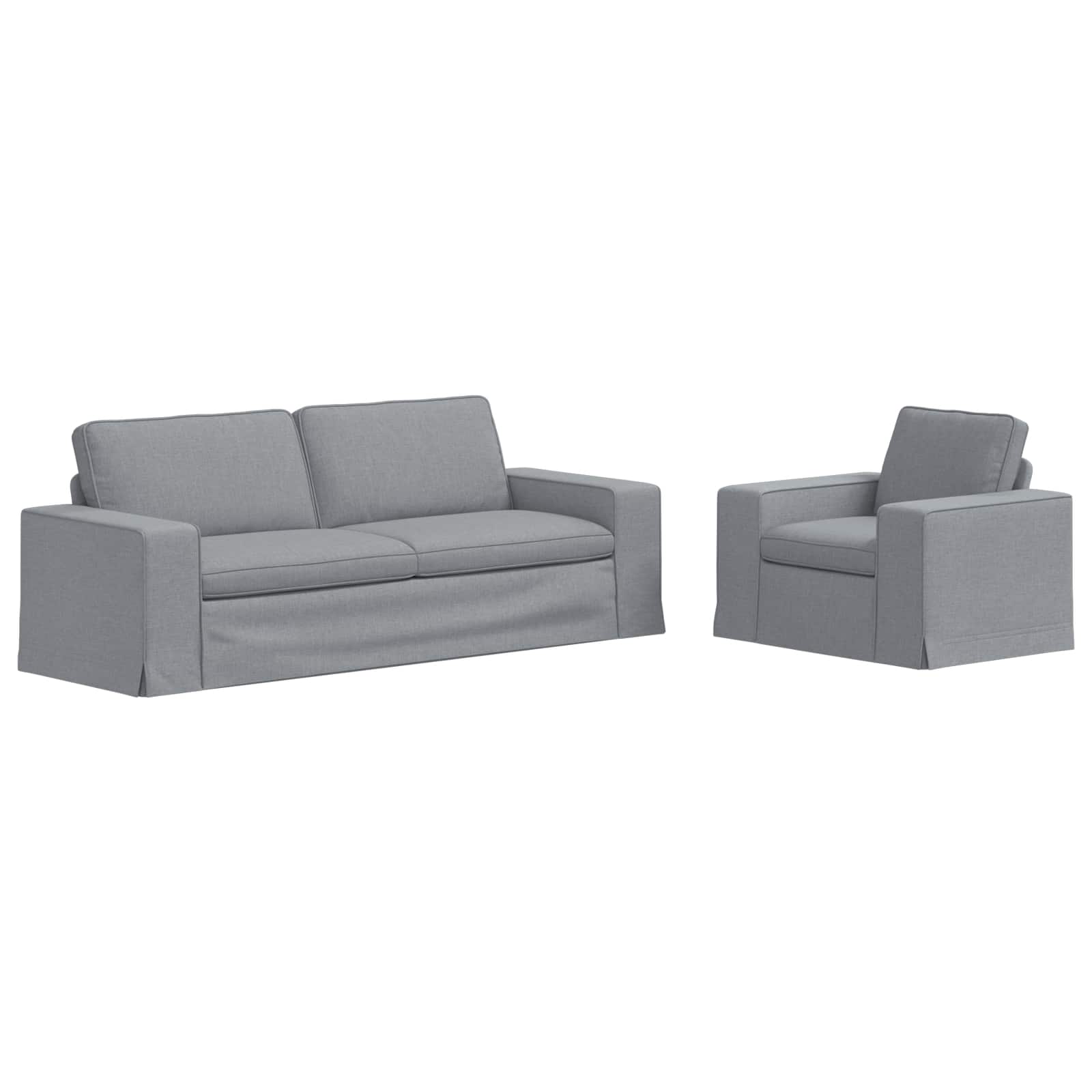 vidaXL Zestaw Sof 2 pcs Jasnoszary 222 x 80 x 82 cm tkanina