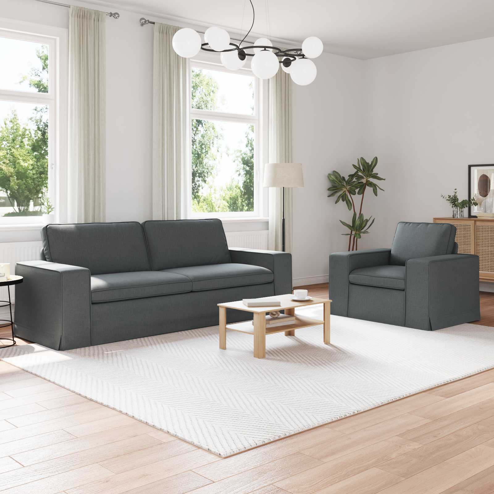 vidaXL Zestaw Sof 2 pcs Ciemnoszary 222 x 80 x 82 cm tkanina