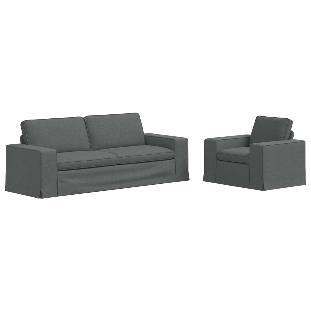 vidaXL Zestaw Sof 2 pcs Ciemnoszary 222 x 80 x 82 cm tkanina