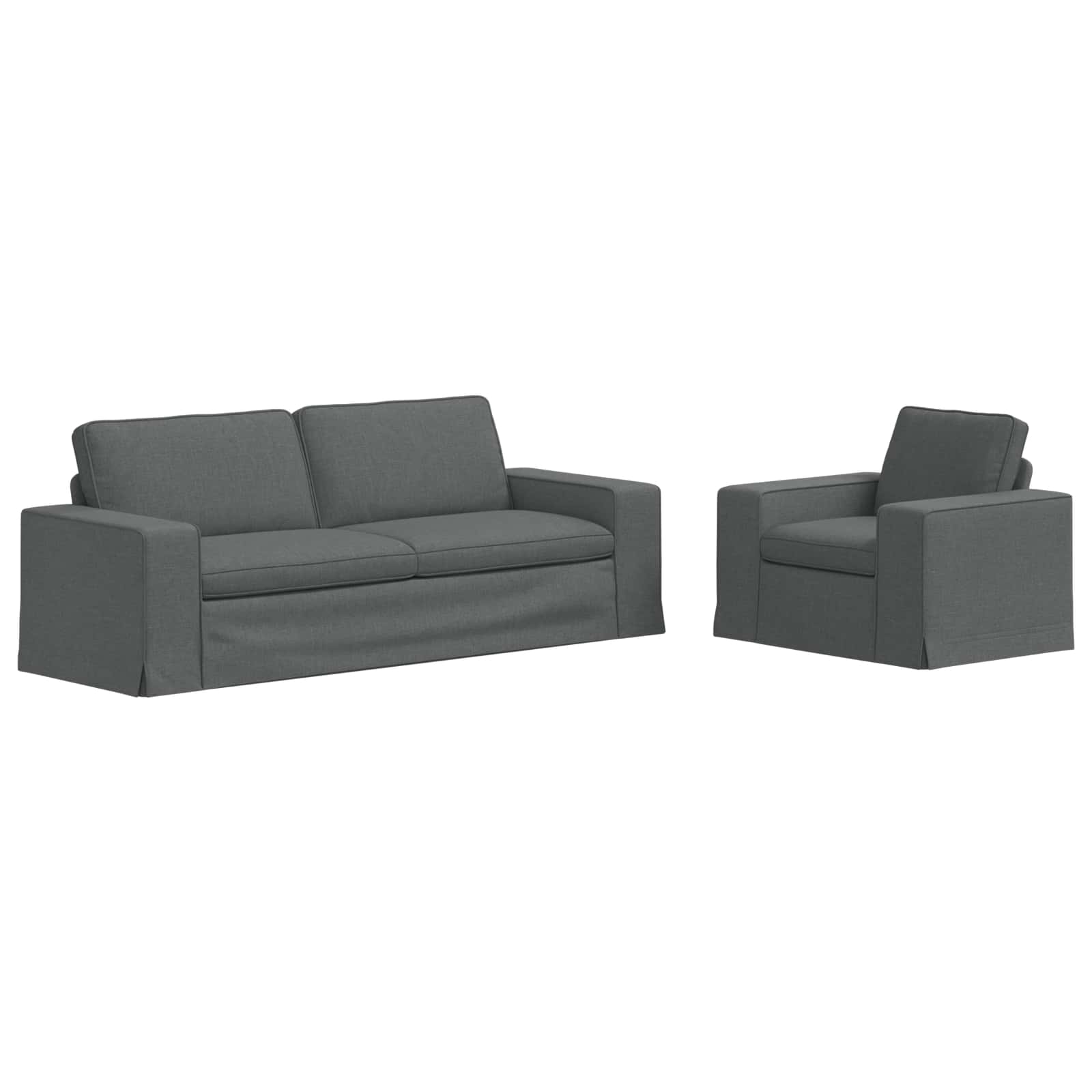 vidaXL Zestaw Sof 2 pcs Ciemnoszary 222 x 80 x 82 cm tkanina