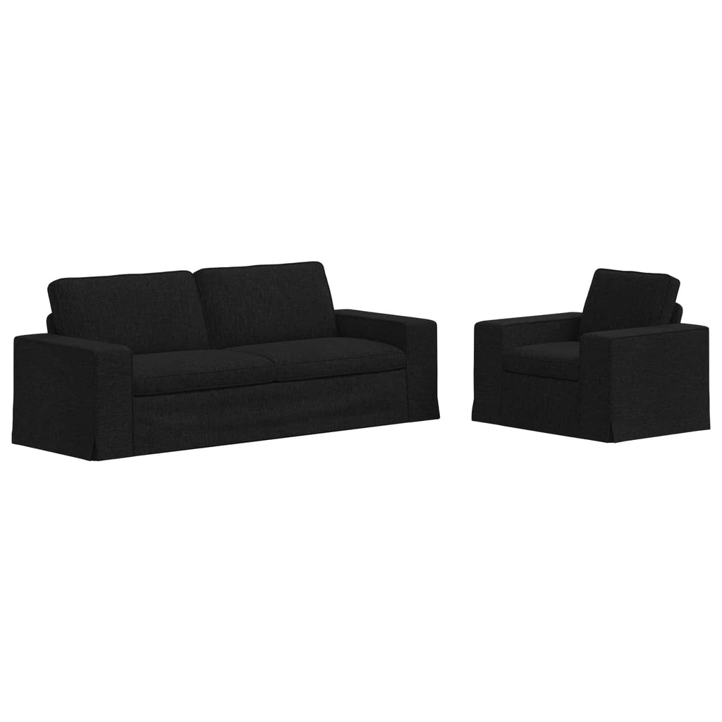 vidaXL Zestaw Sof 2 pcs Czarny 222 x 80 x 82 cm tkanina
