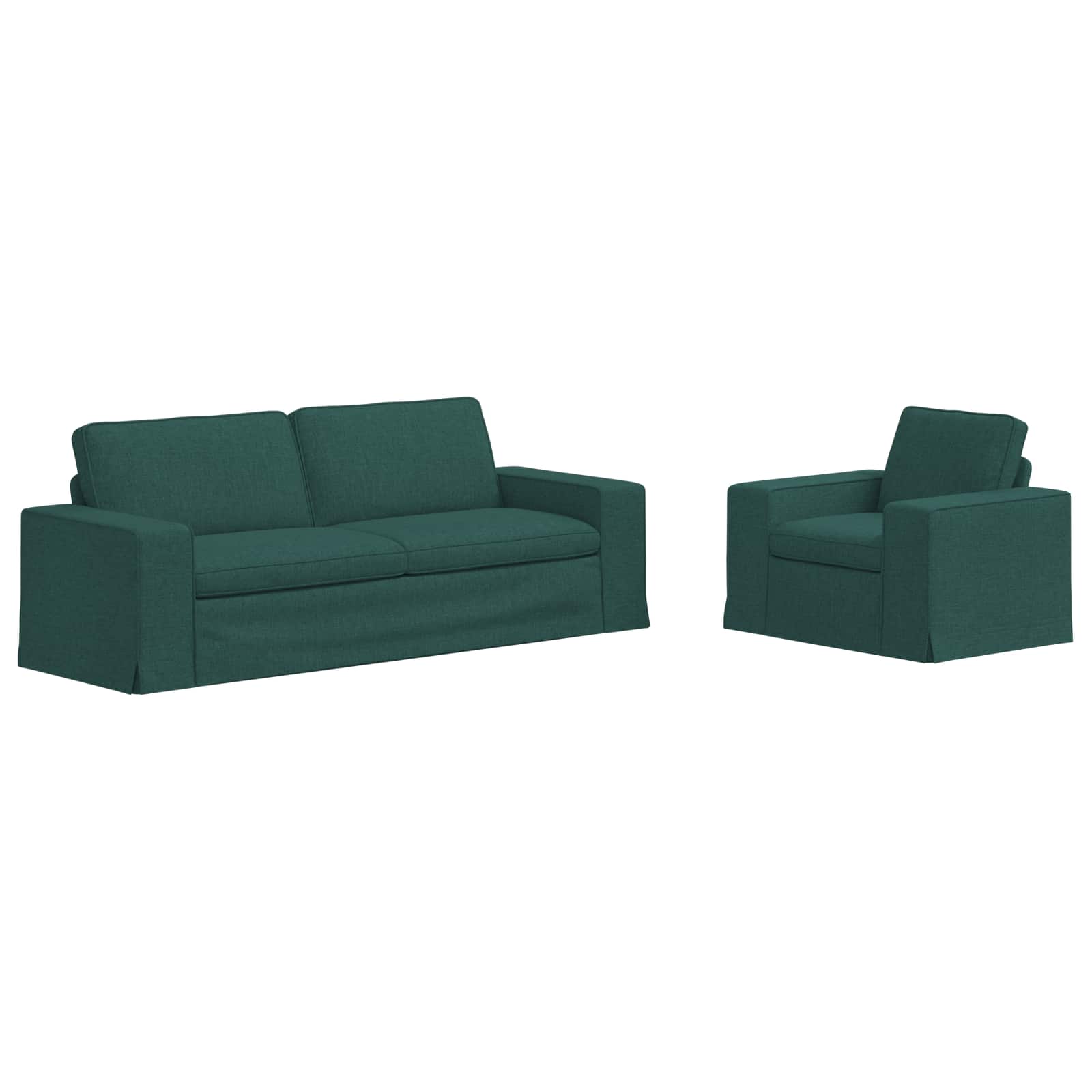 vidaXL Zestaw Sof 2 pcs Ciemna zieleń 222 x 80 x 82 cm tkanina