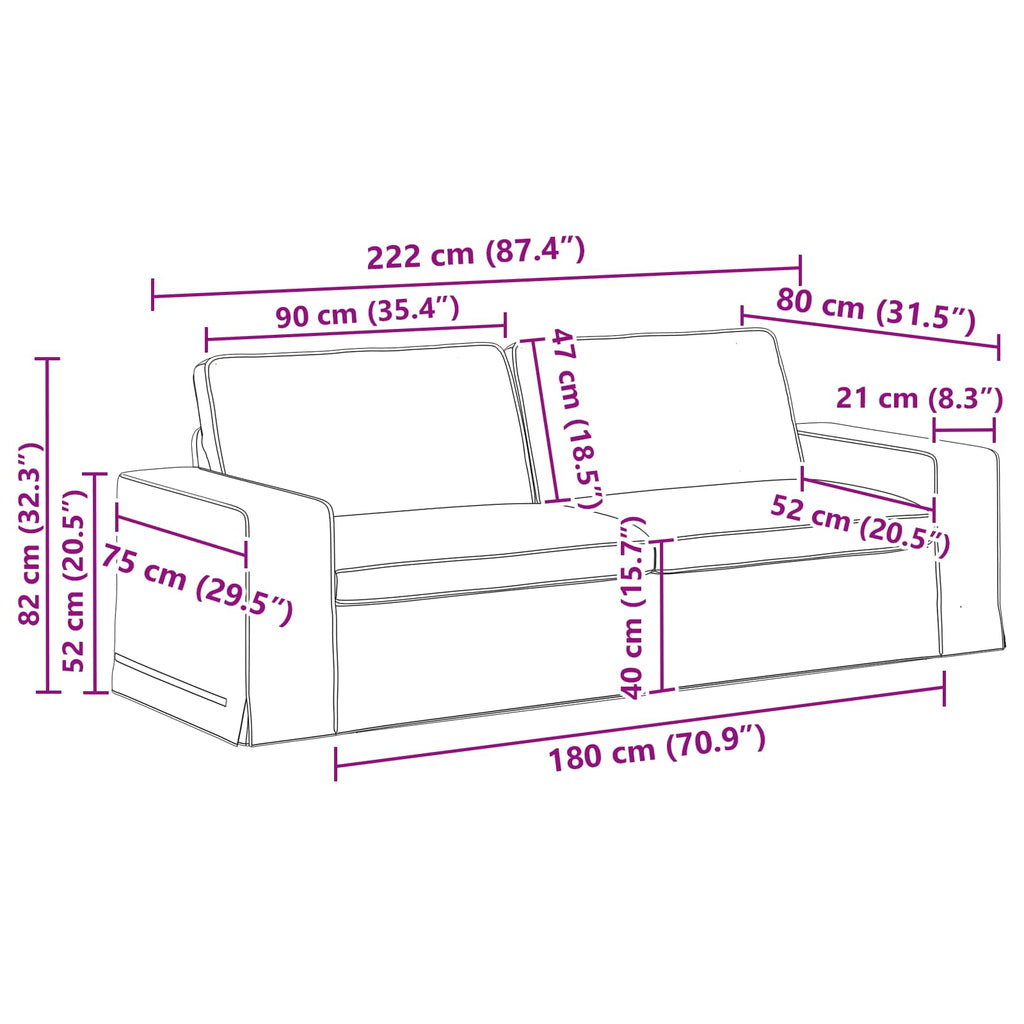 vidaXL Zestaw Sof 2 pcs Ciemna zieleń 222 x 80 x 82 cm tkanina