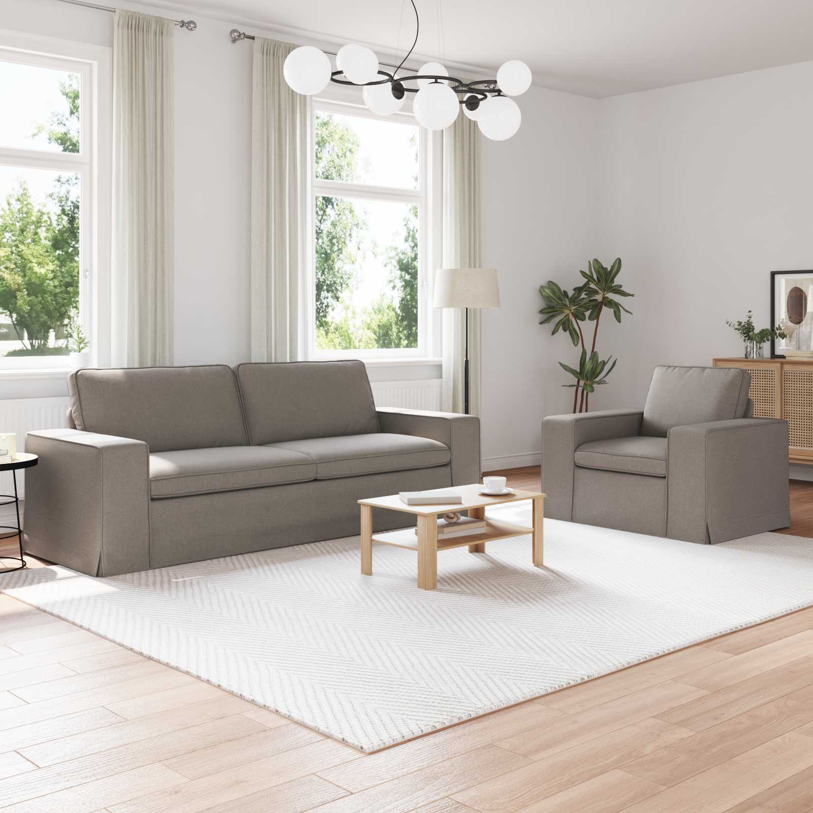 vidaXL Zestaw Sof 2 pcs Ciemnoszary 222 x 80 x 82 cm tkanina