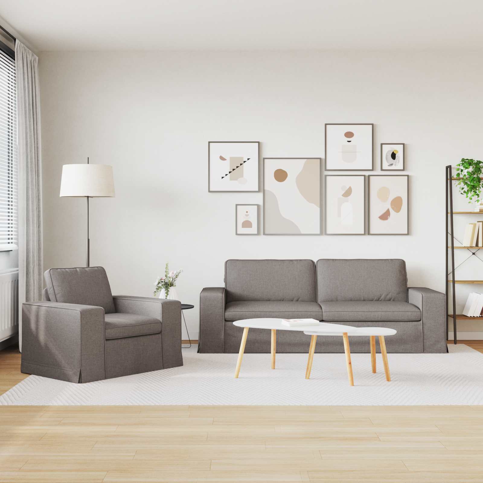 vidaXL Zestaw Sof 2 pcs Ciemnoszary 222 x 80 x 82 cm tkanina