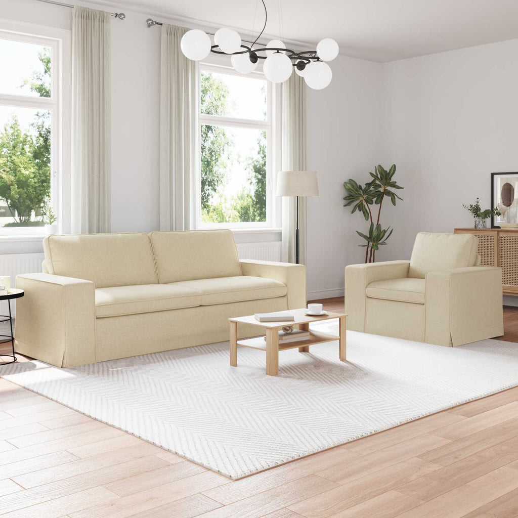 vidaXL Zestaw Sof 2 pcs Kremowy 222 x 80 x 82 cm tkanina