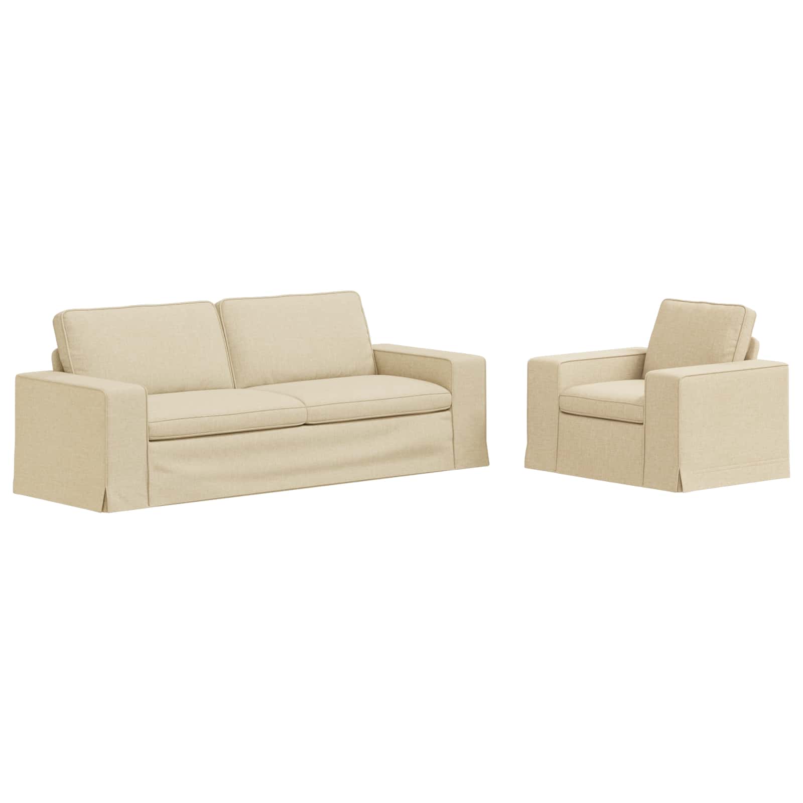 vidaXL Zestaw Sof 2 pcs Kremowy 222 x 80 x 82 cm tkanina