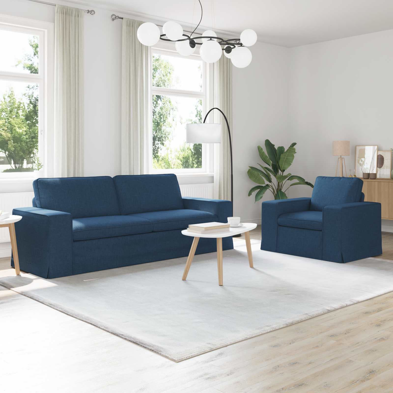 vidaXL Zestaw Sof 2 pcs Niebieski 222 x 80 x 82 cm tkanina