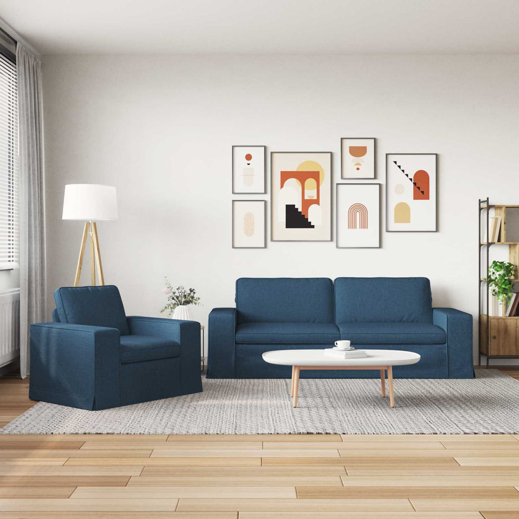 vidaXL Zestaw Sof 2 pcs Niebieski 222 x 80 x 82 cm tkanina