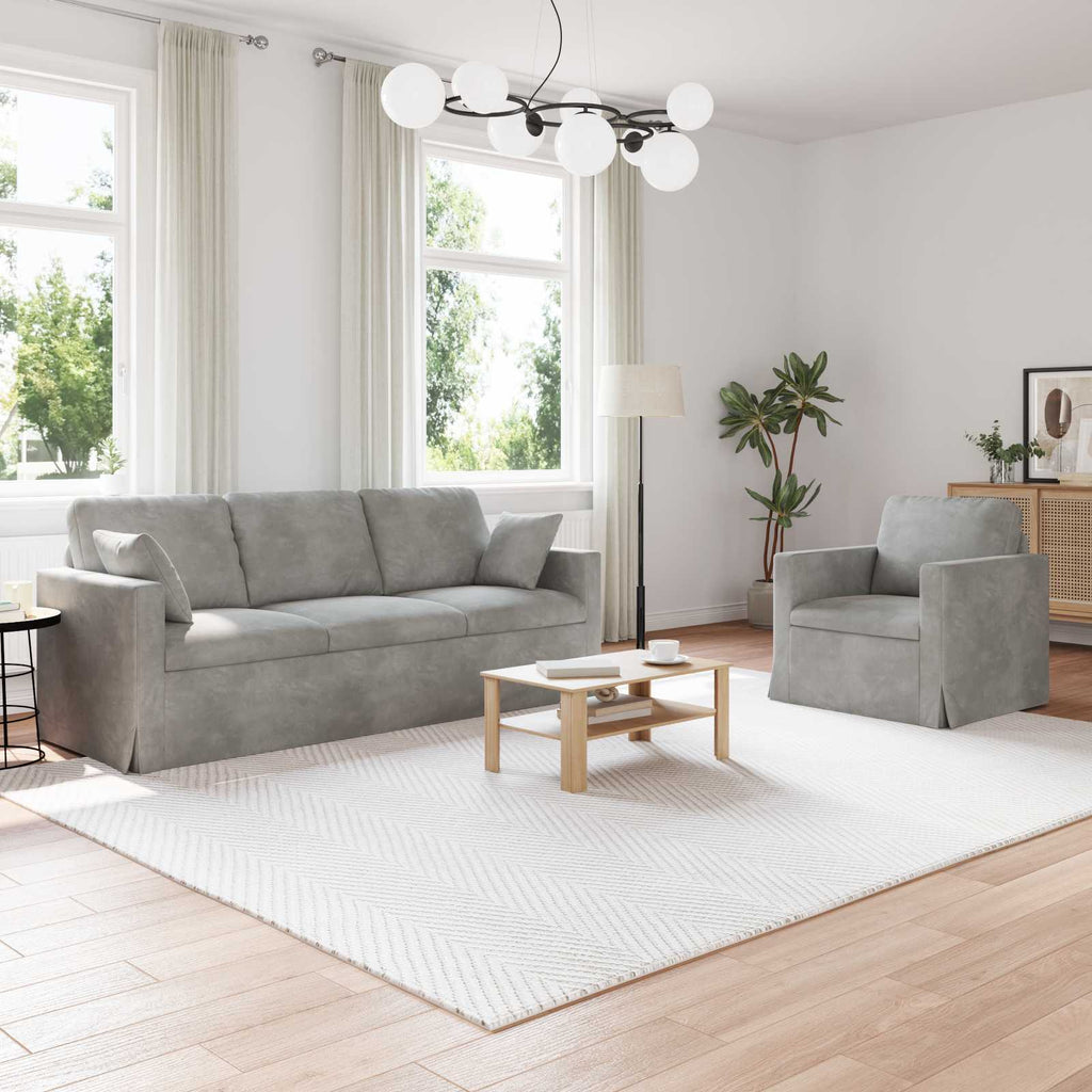 vidaXL Zestaw Sof 2 pcs Jasnoszary 198 x 78 x 80 cm Aksamit