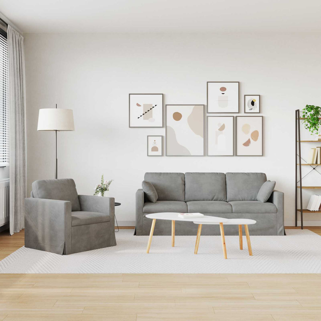 vidaXL Zestaw Sof 2 pcs Jasnoszary 198 x 78 x 80 cm Aksamit