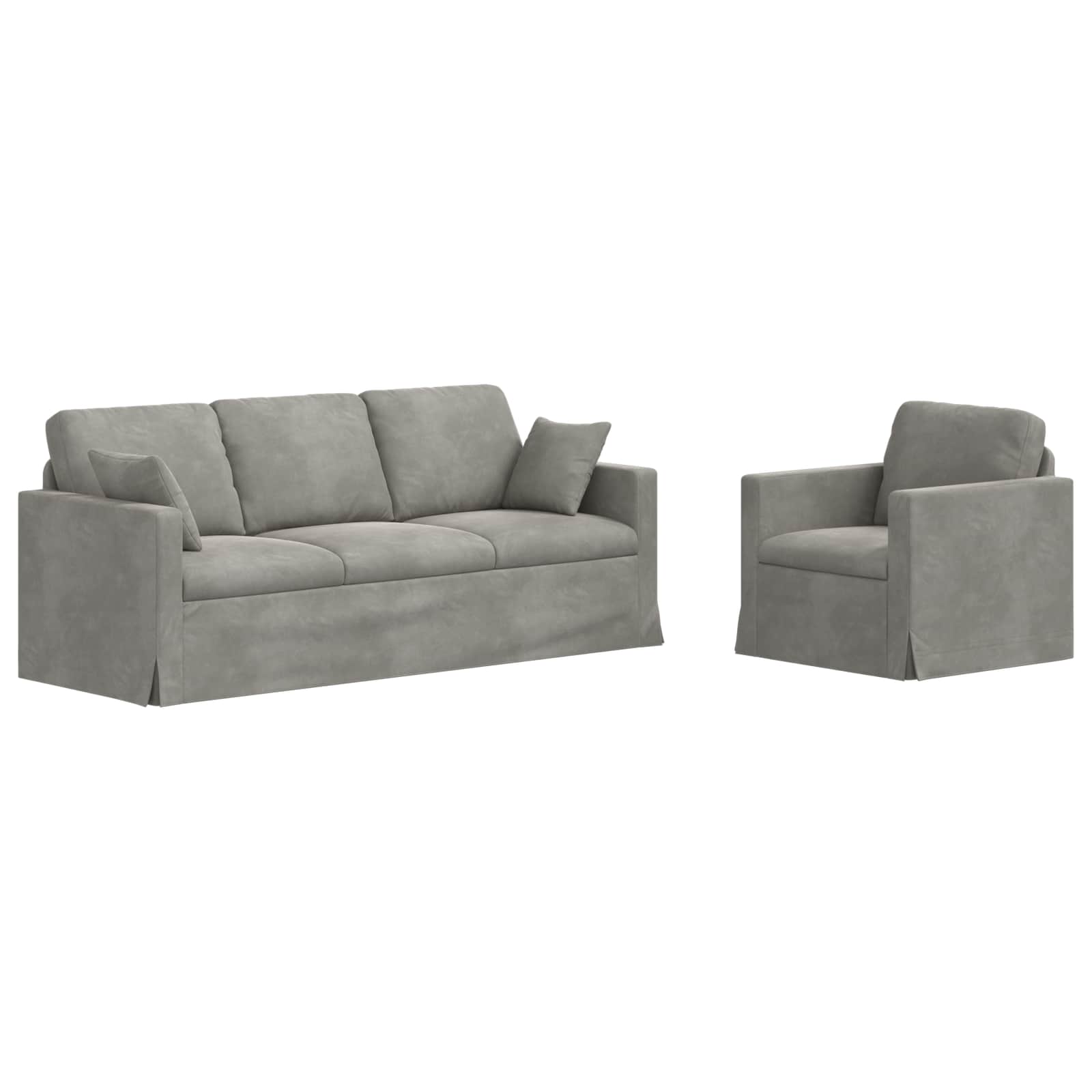 vidaXL Zestaw Sof 2 pcs Jasnoszary 198 x 78 x 80 cm Aksamit