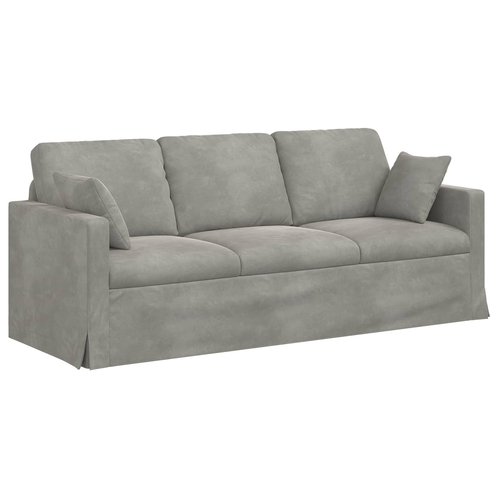 vidaXL Zestaw Sof 2 pcs Jasnoszary 198 x 78 x 80 cm Aksamit