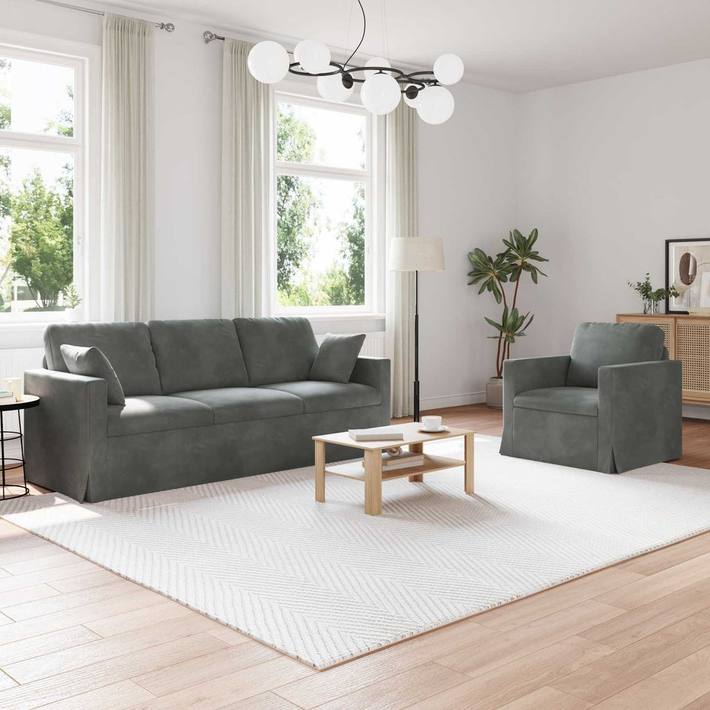 vidaXL Zestaw Sof 2 pcs Ciemnoszary 198 x 78 x 80 cm Aksamit