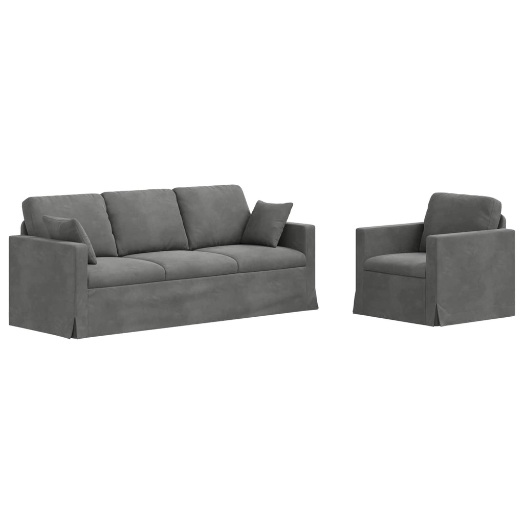 vidaXL Zestaw Sof 2 pcs Ciemnoszary 198 x 78 x 80 cm Aksamit