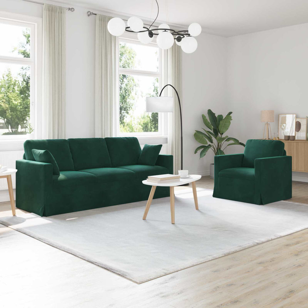 vidaXL Zestaw Sof 2 pcs Ciemna zieleń 198 x 78 x 80 cm Aksamit