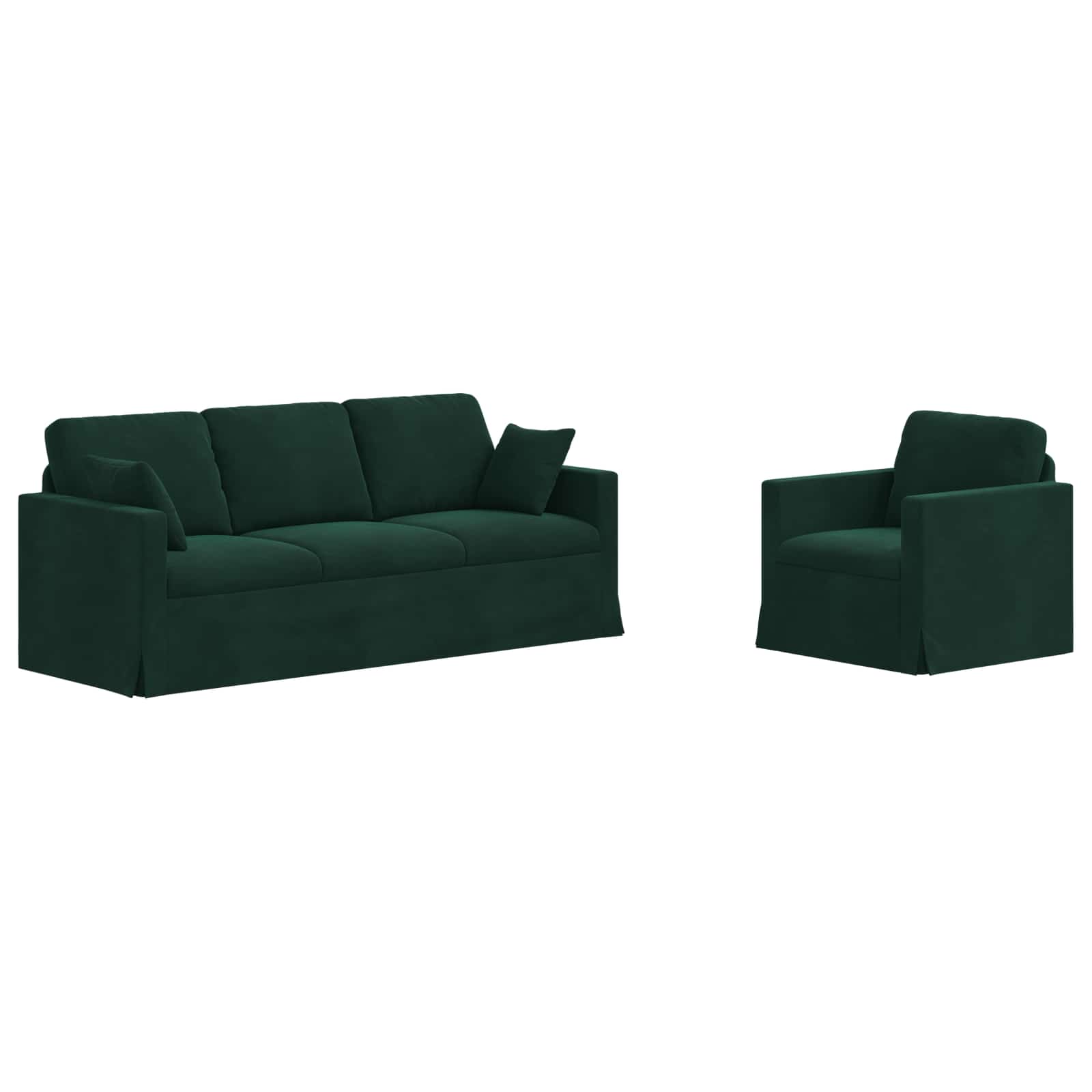 vidaXL Zestaw Sof 2 pcs Ciemna zieleń 198 x 78 x 80 cm Aksamit
