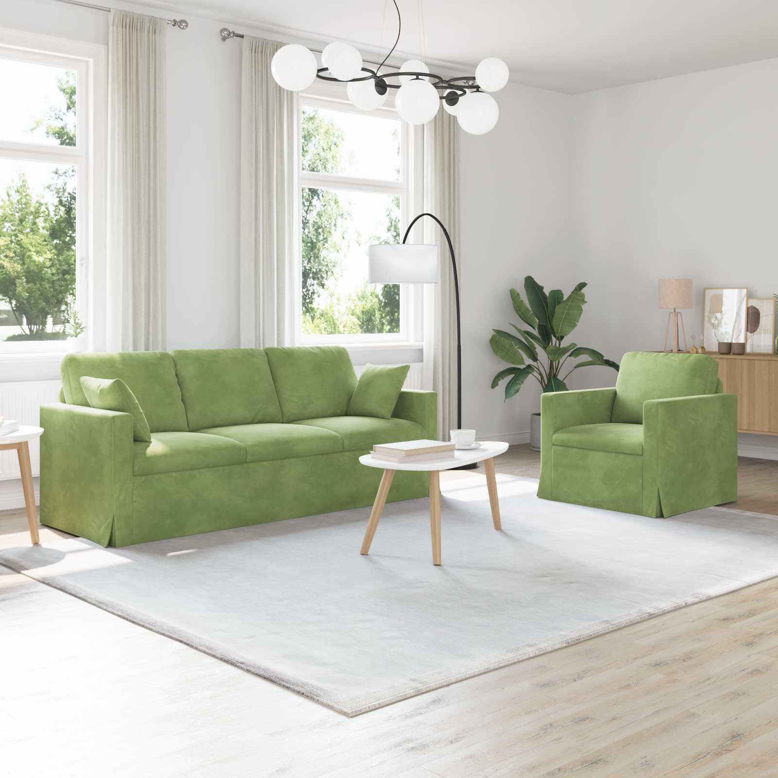vidaXL Zestaw Sof 2 pcs Jasnozielony 198 x 78 x 80 cm Aksamit