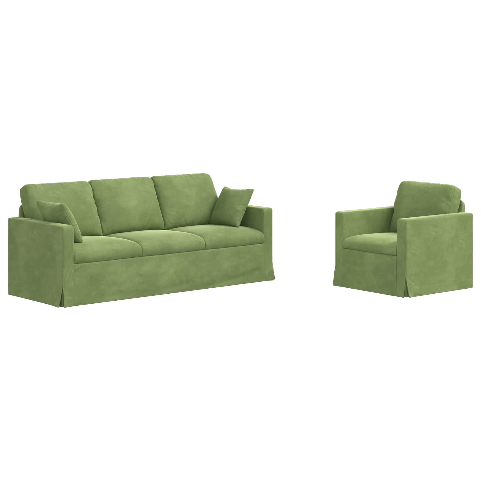 vidaXL Zestaw Sof 2 pcs Jasnozielony 198 x 78 x 80 cm Aksamit
