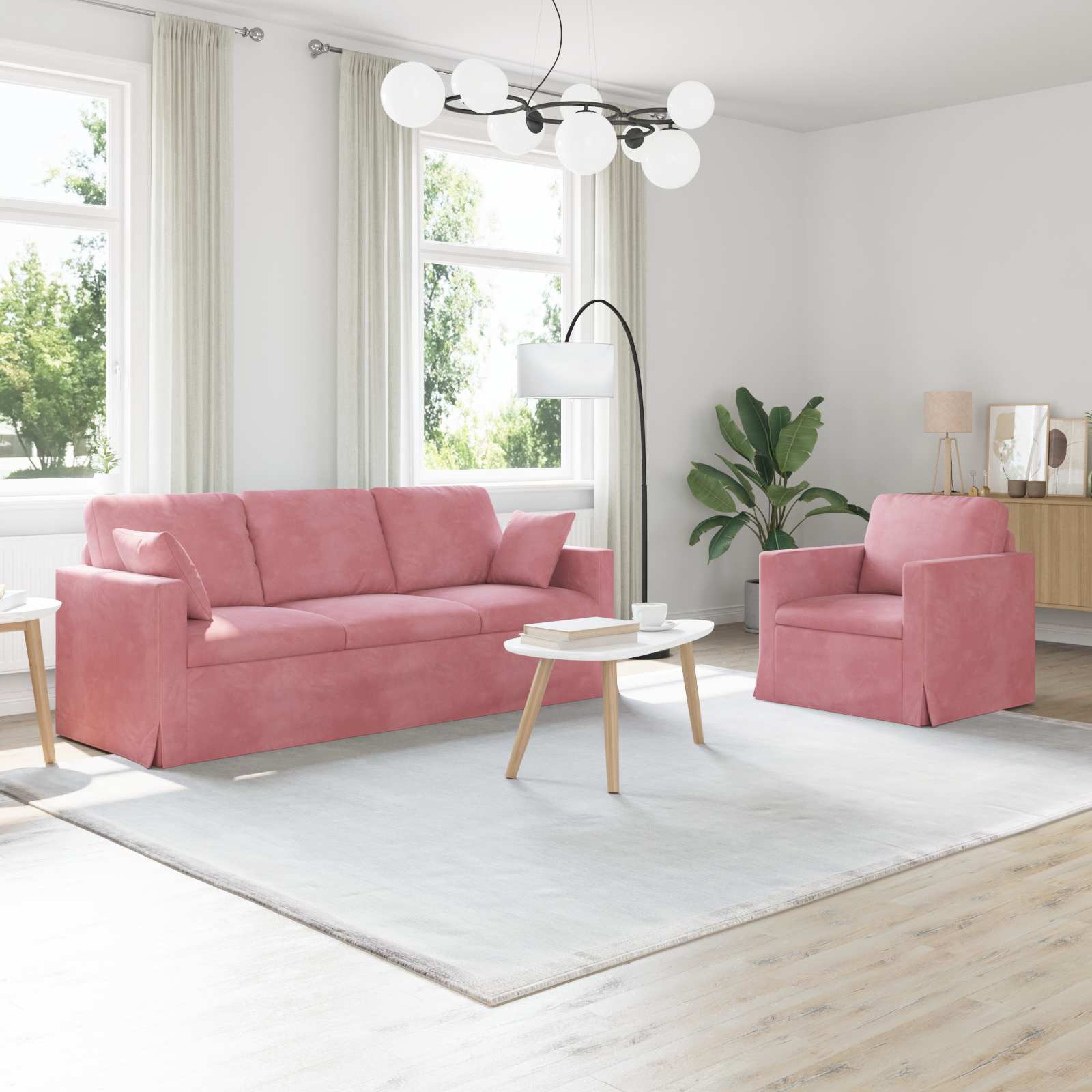 vidaXL Zestaw Sof 2 pcs Różowy 198 x 78 x 80 cm Aksamit