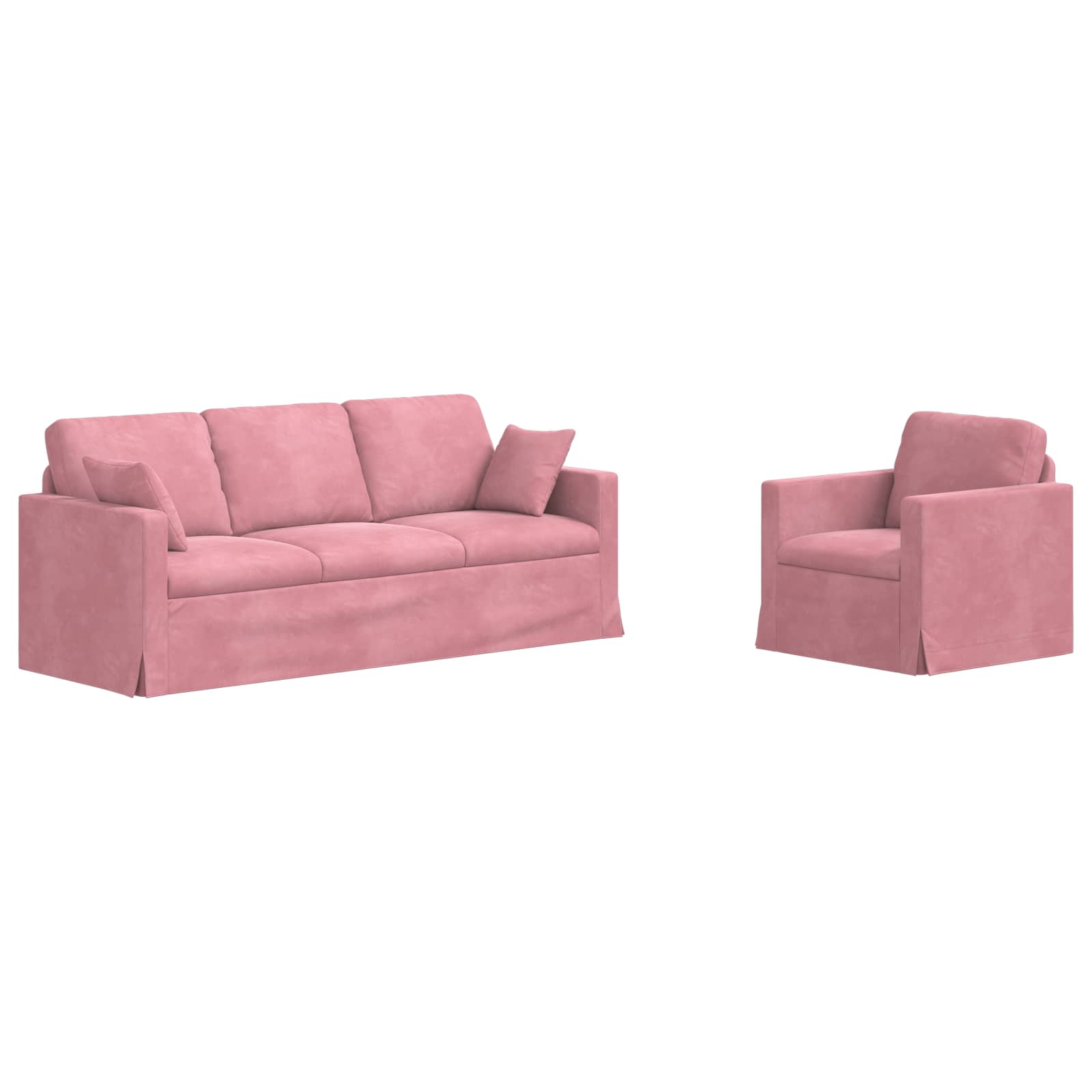 vidaXL Zestaw Sof 2 pcs Różowy 198 x 78 x 80 cm Aksamit