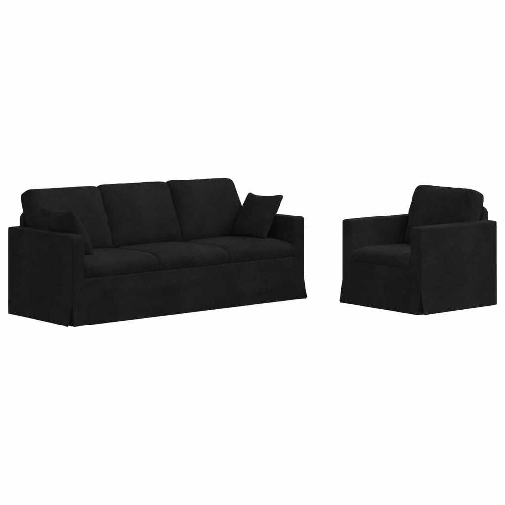 vidaXL Zestaw Sof 2 pcs Czarny 198 x 78 x 80 cm Aksamit