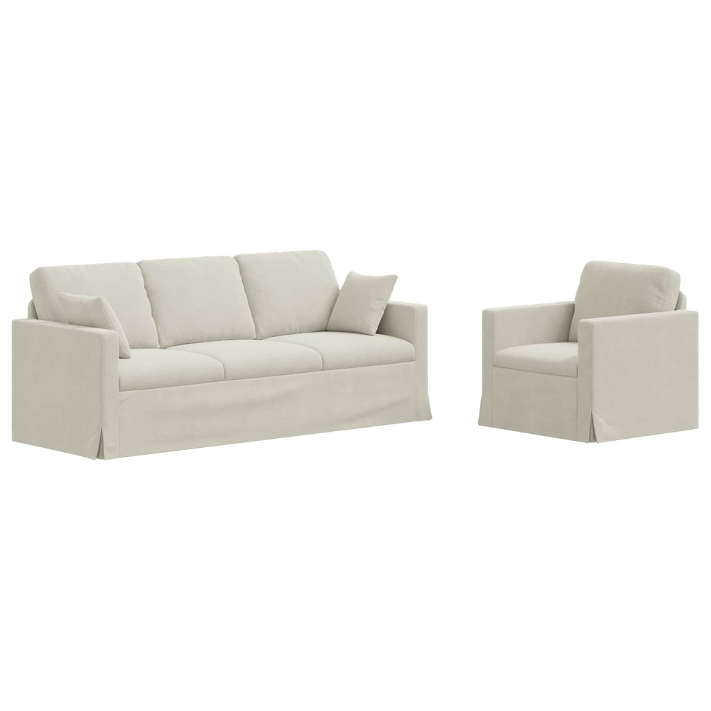 vidaXL Zestaw Sof 2 pcs Kremowy 198 x 78 x 80 cm Aksamit