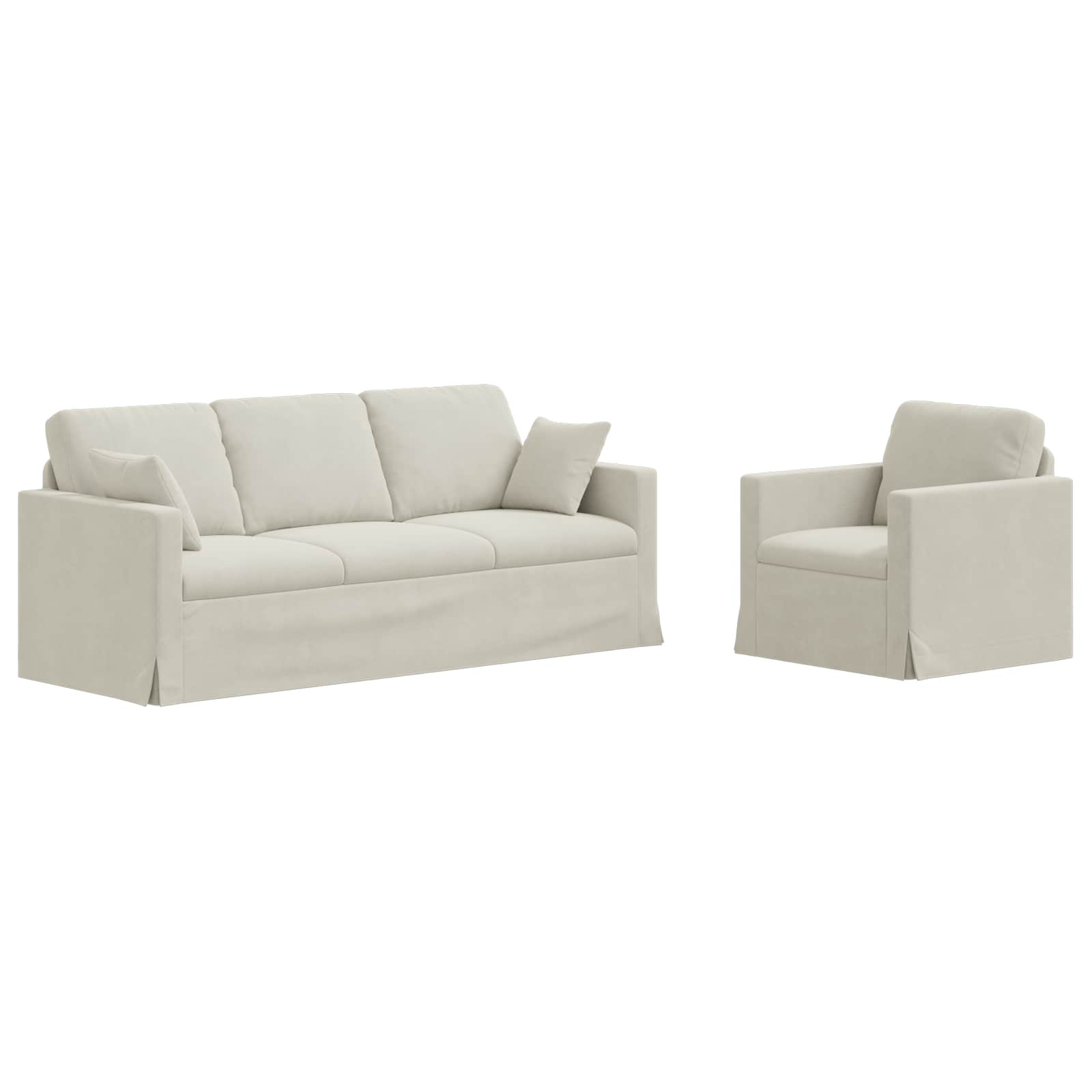 vidaXL Zestaw Sof 2 pcs Kremowy 198 x 78 x 80 cm Aksamit