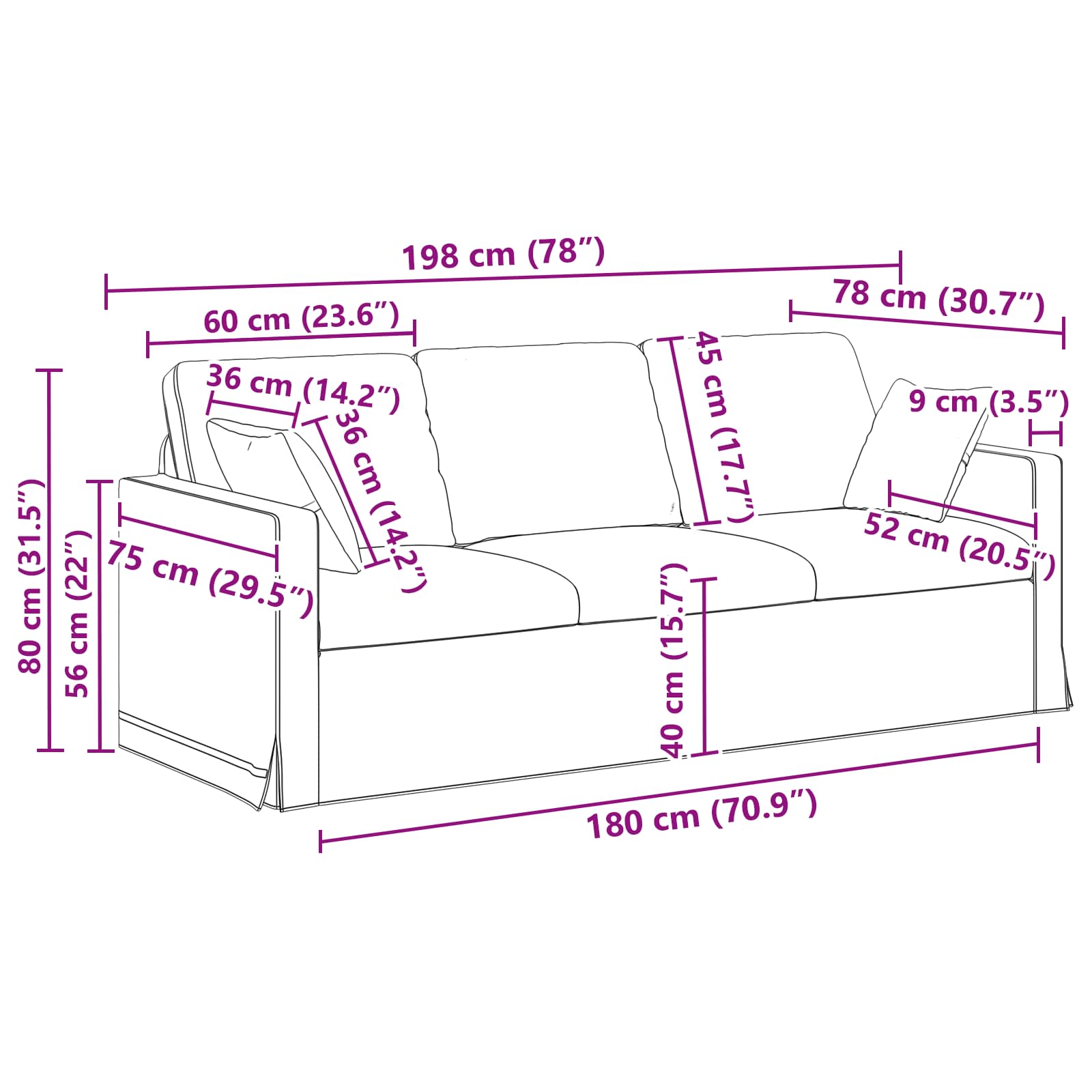 vidaXL Zestaw Sof 2 pcs Kremowy 198 x 78 x 80 cm Aksamit