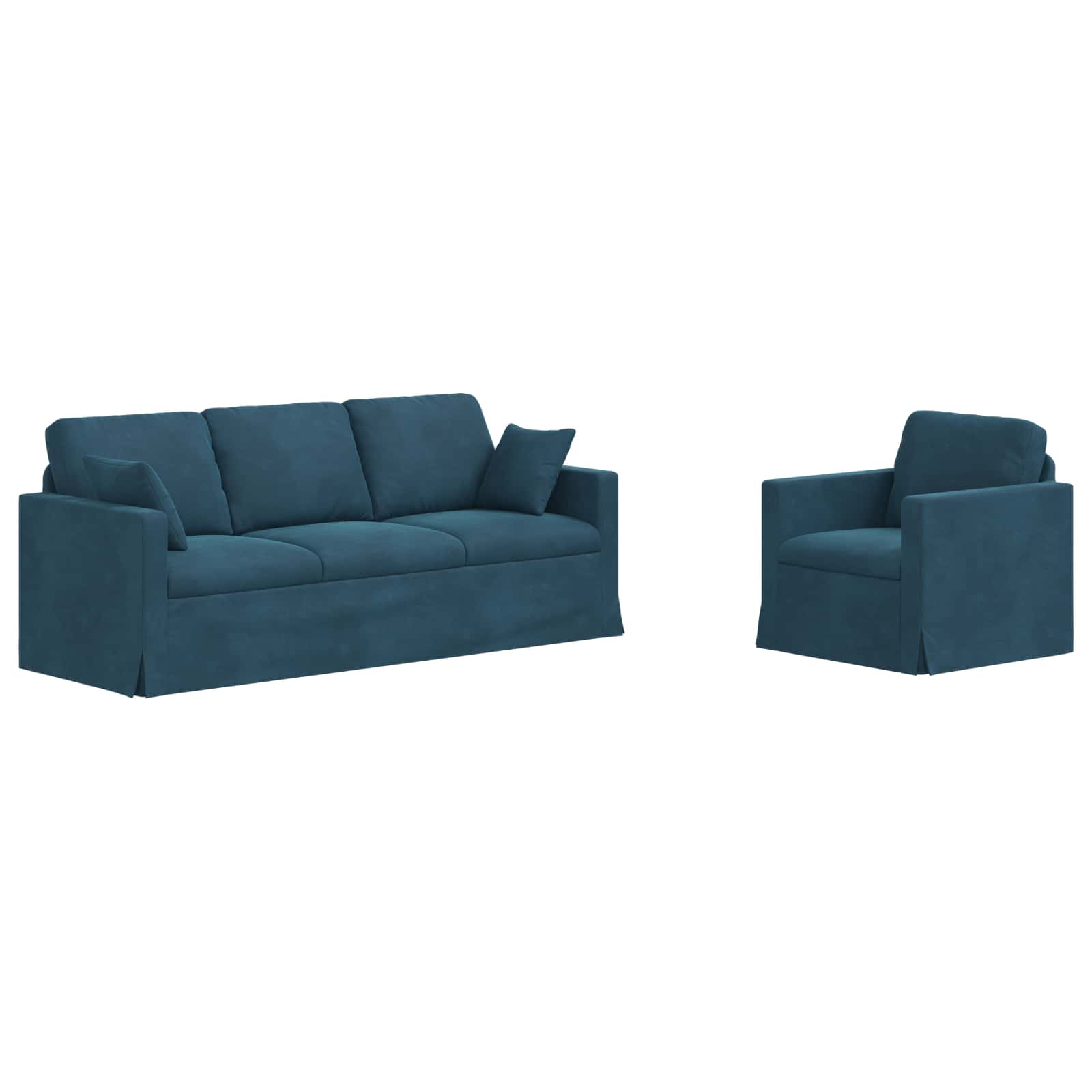 vidaXL Zestaw Sof 2 pcs Niebieski 198 x 78 x 80 cm Aksamit
