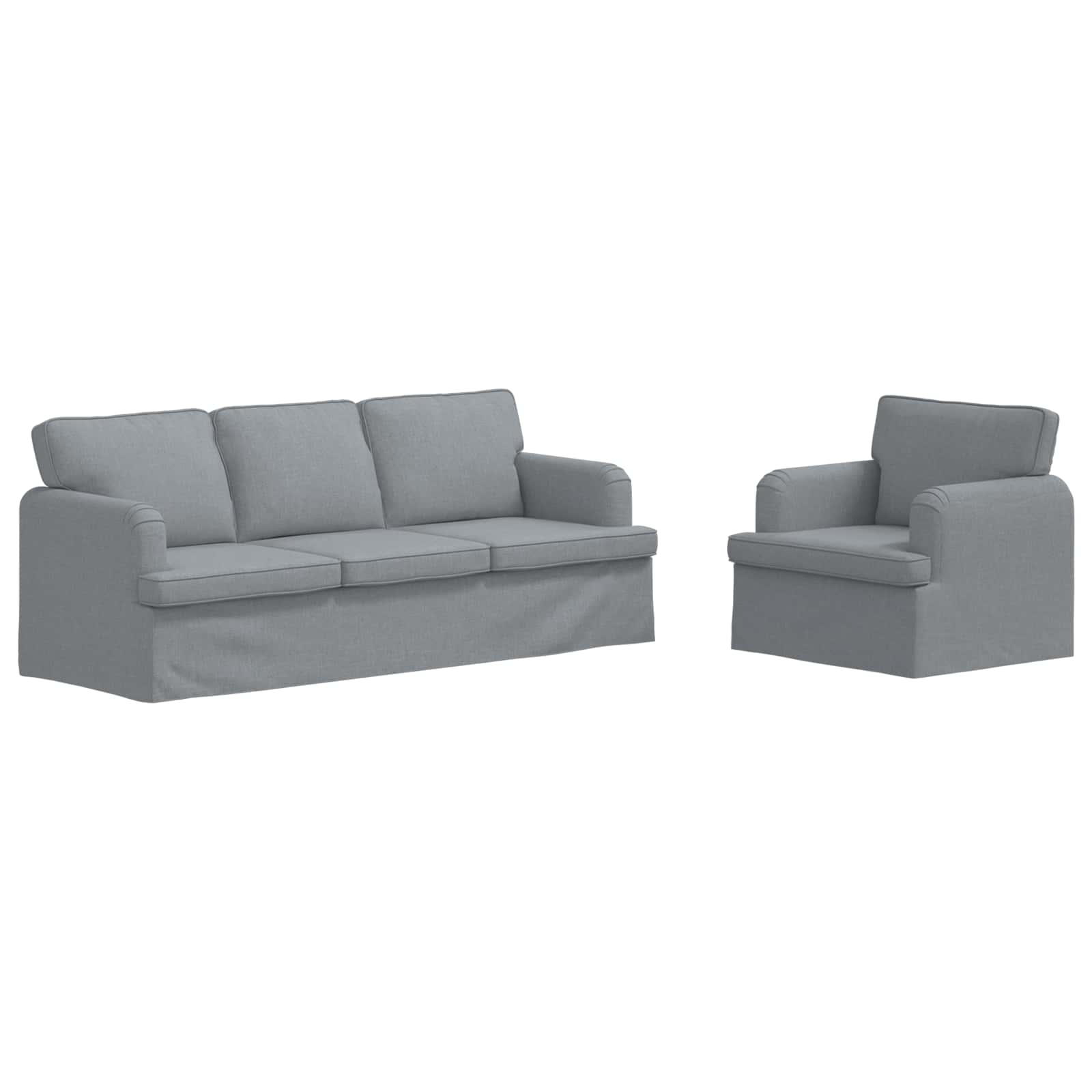 vidaXL Zestaw Sof 2 pcs Jasnoszary 201 x 80 x 85 cm tkanina