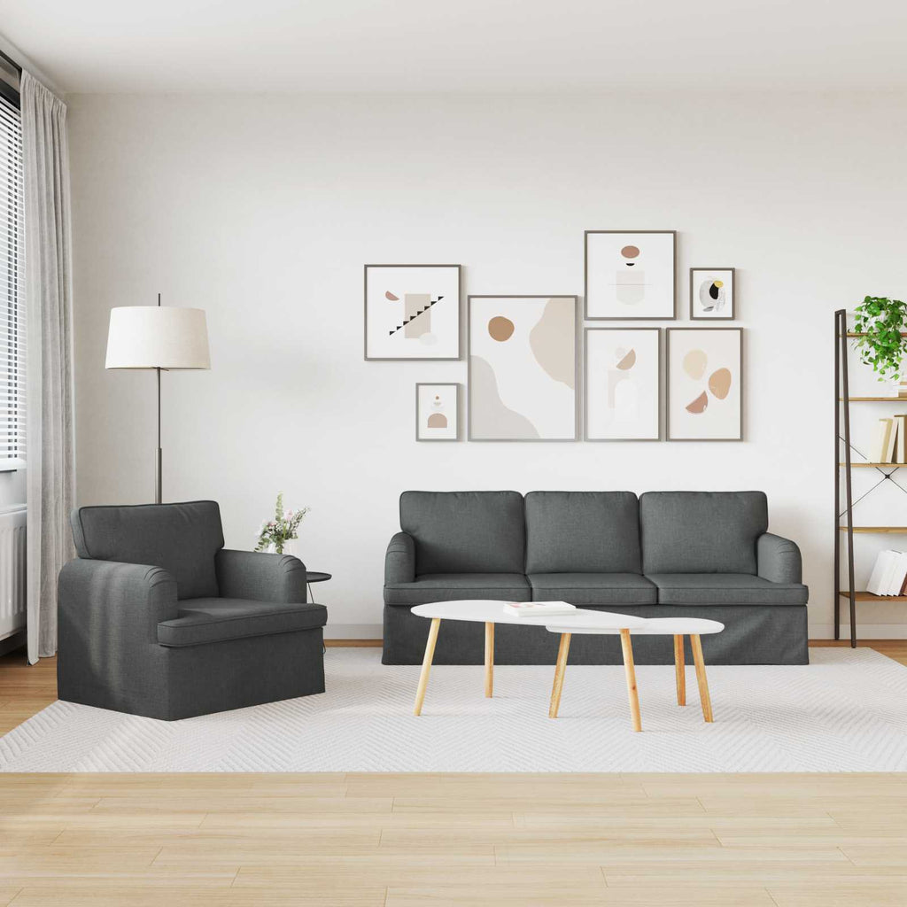 vidaXL Zestaw Sof 2 pcs Ciemnoszary 201 x 80 x 85 cm tkanina