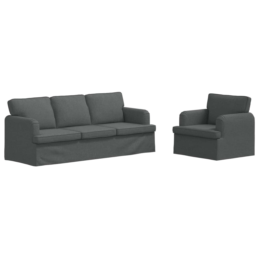 vidaXL Zestaw Sof 2 pcs Ciemnoszary 201 x 80 x 85 cm tkanina