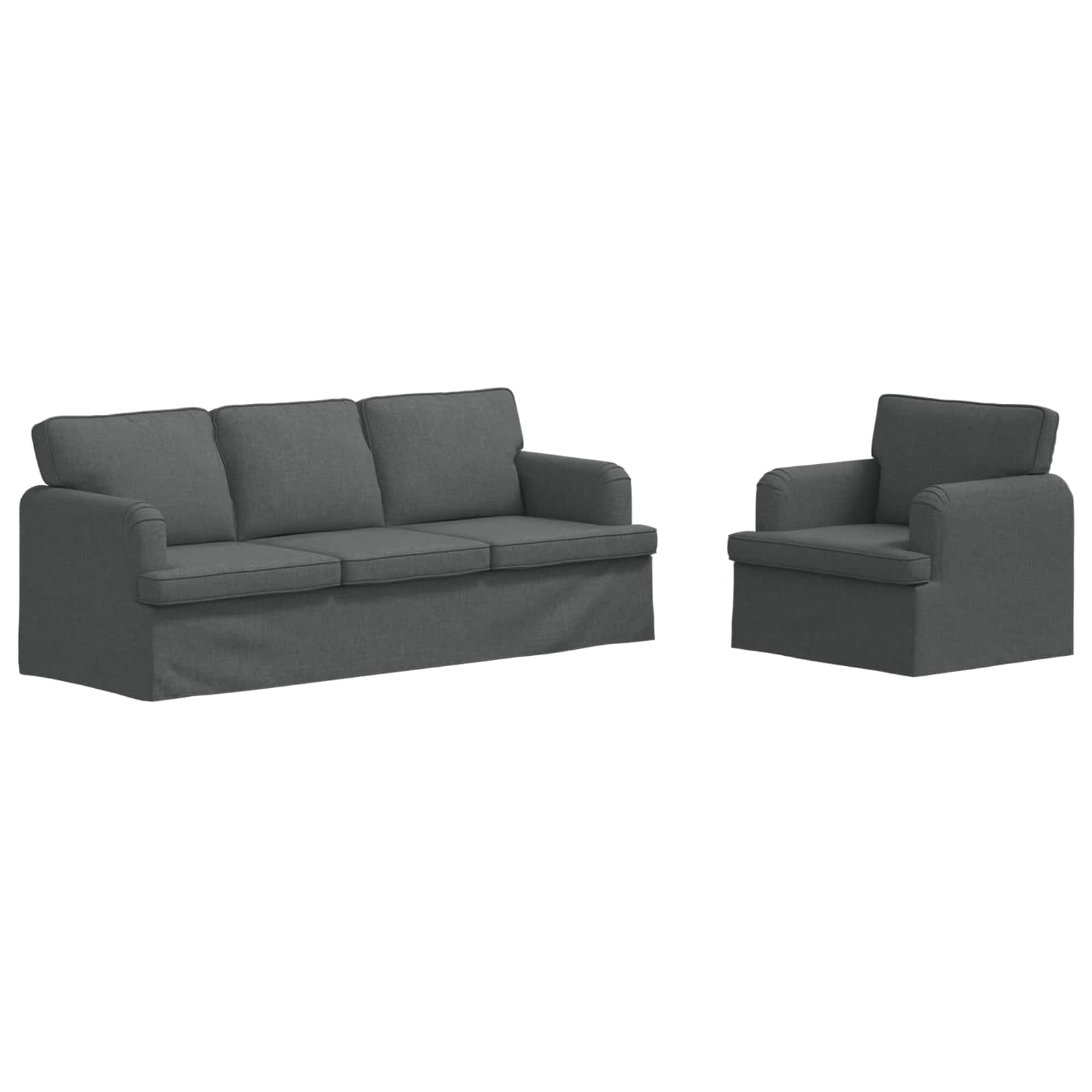 vidaXL Zestaw Sof 2 pcs Ciemnoszary 201 x 80 x 85 cm tkanina