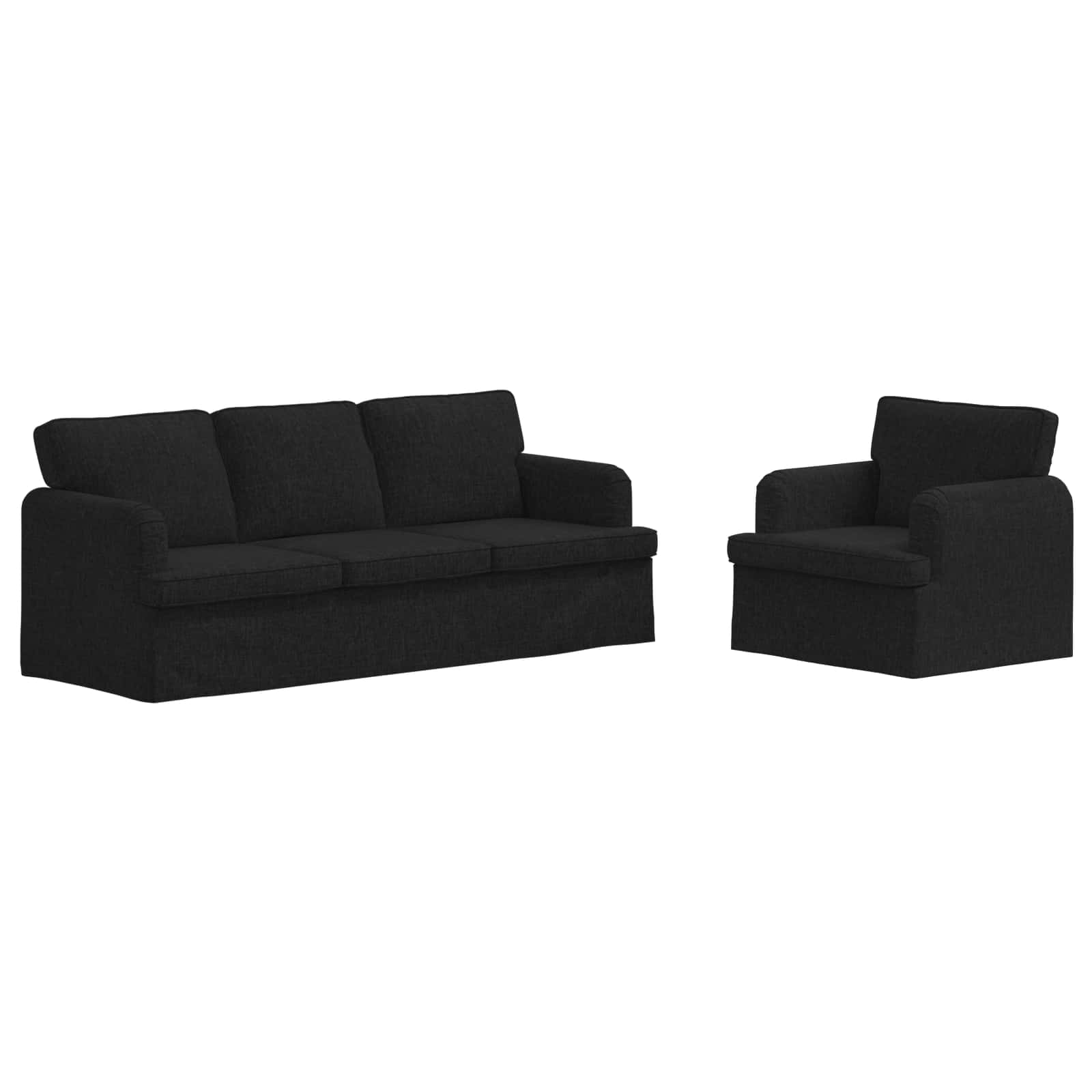 vidaXL Zestaw Sof 2 pcs Czarny 201 x 80 x 85 cm tkanina