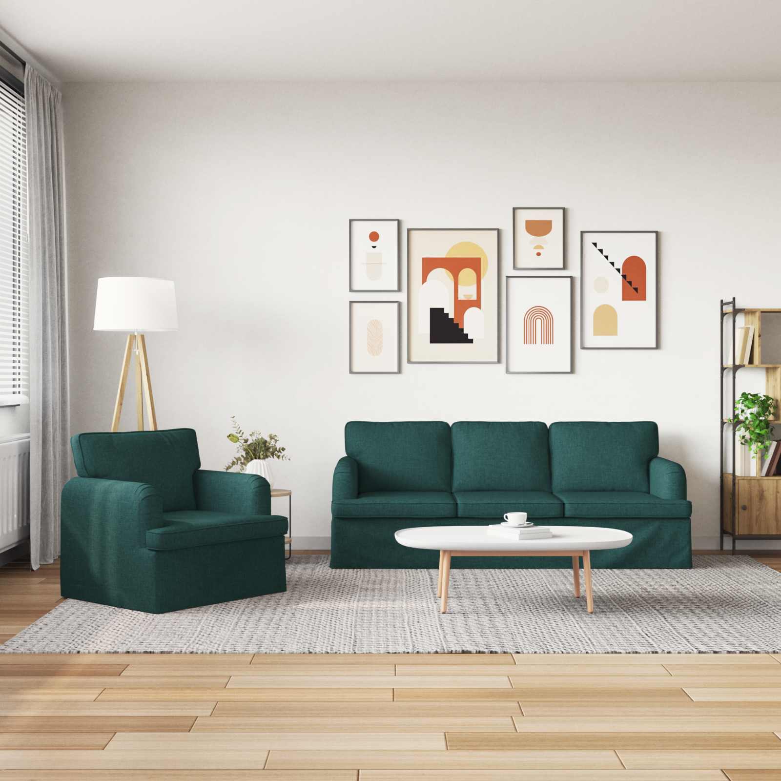 vidaXL Zestaw Sof 2 pcs Ciemna zieleń 201 x 80 x 85 cm tkanina